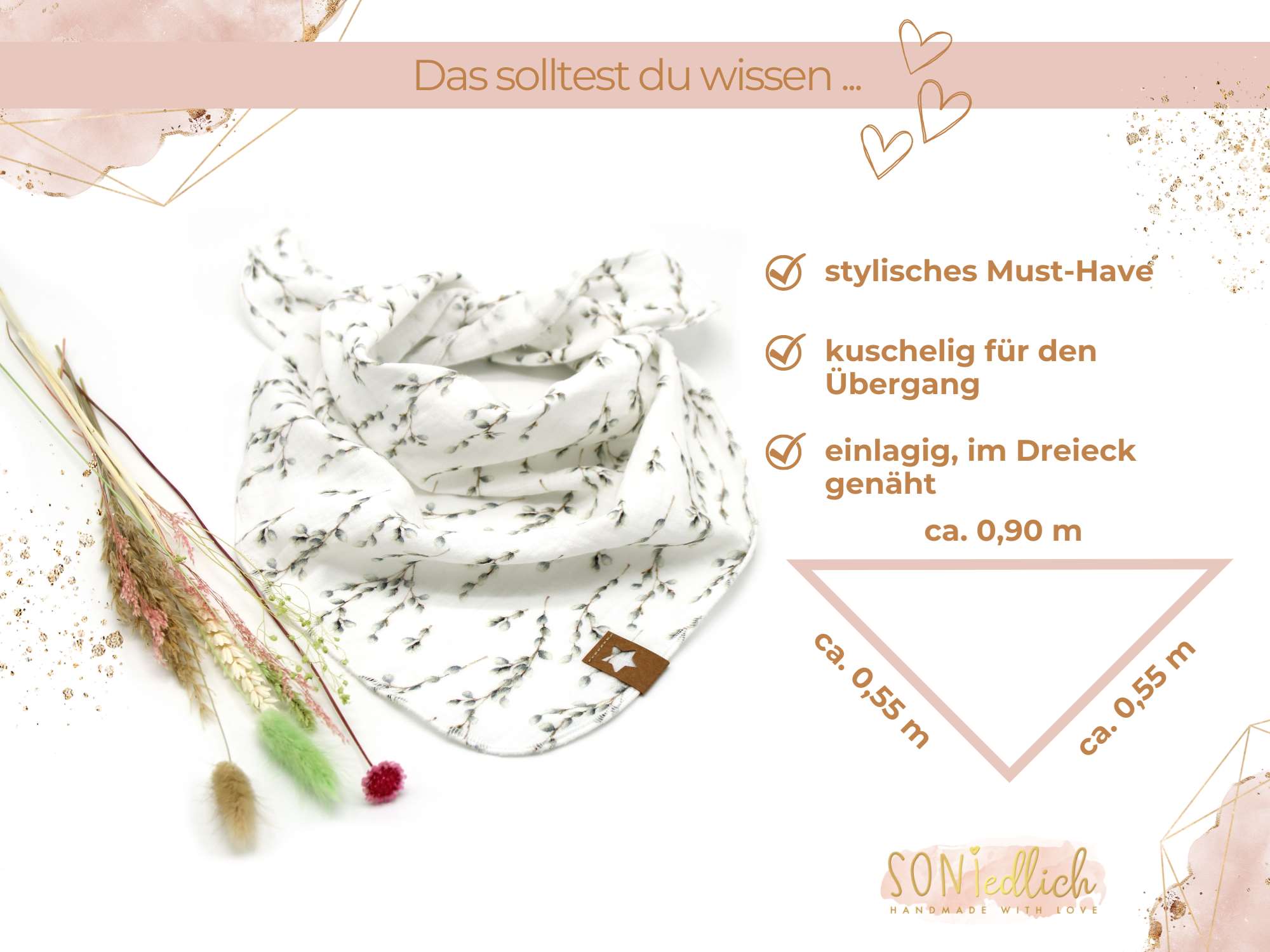 Musselintuch für Kinder "willow“ Maße