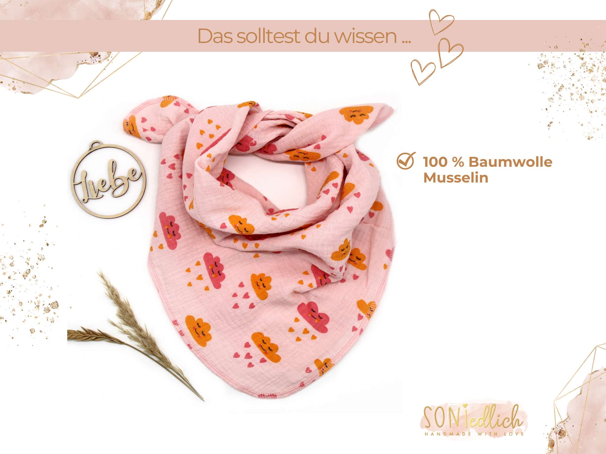 Musselintuch für Kinder „Wolken“ Beschreibung