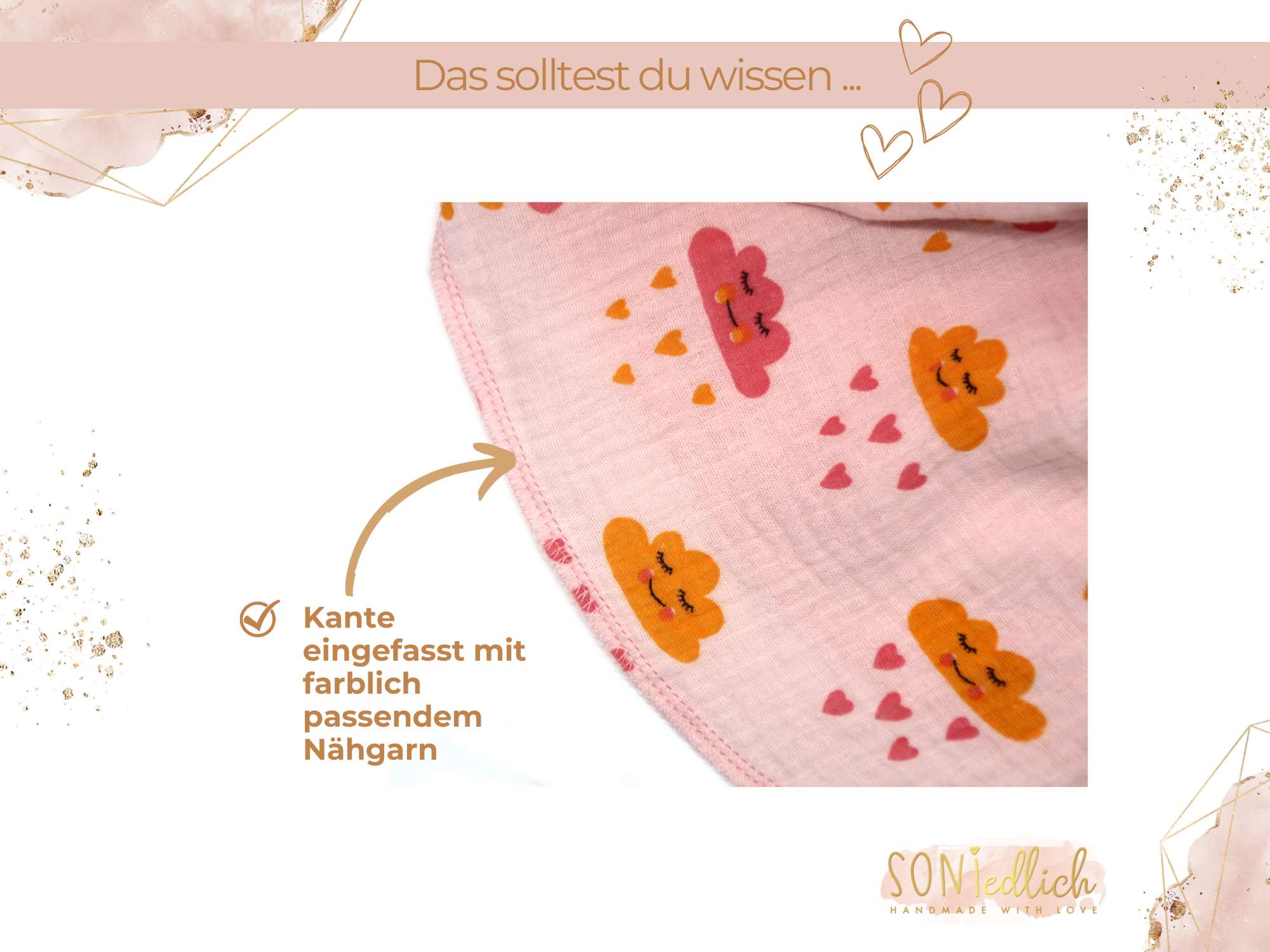 Musselintuch für Kinder „Wolken“ Details