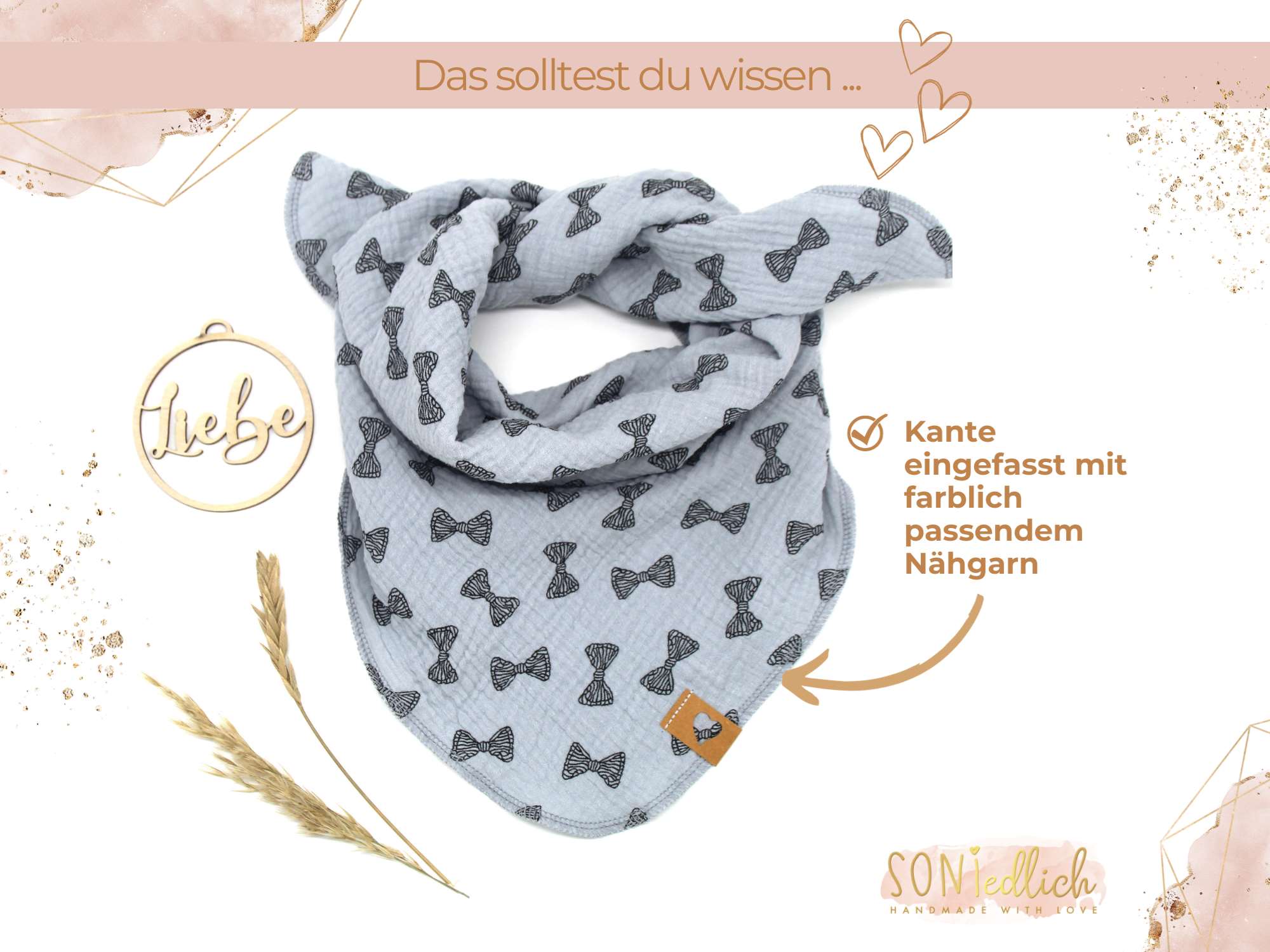 Musselintuch für Kinder „Schleifen“ Details