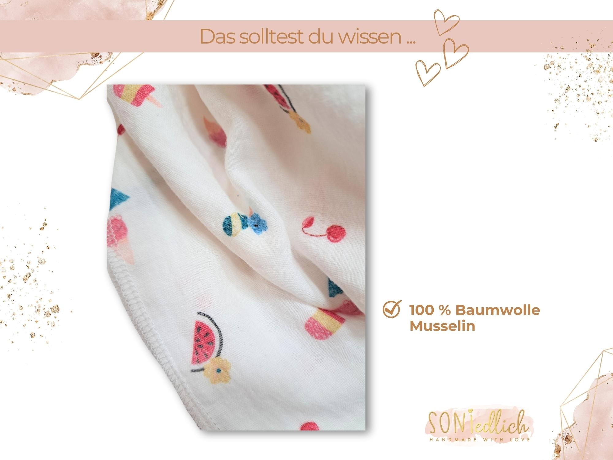 Musselintuch für Babys und Kinder "summervibes" -  Detailansicht des Stoffes