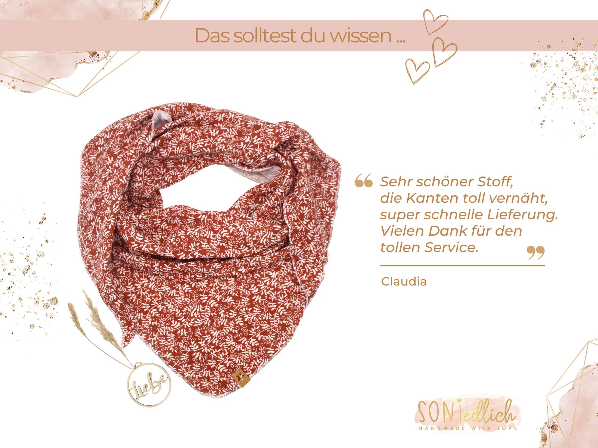 Musselintuch XXL für Erwachsene „Blätter, kupfer“ Bewertung