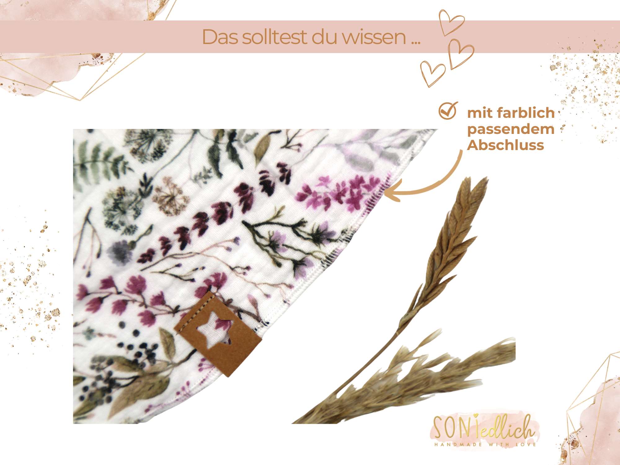 Musselintuch XXL für Erwachsene „natural leaves" Details