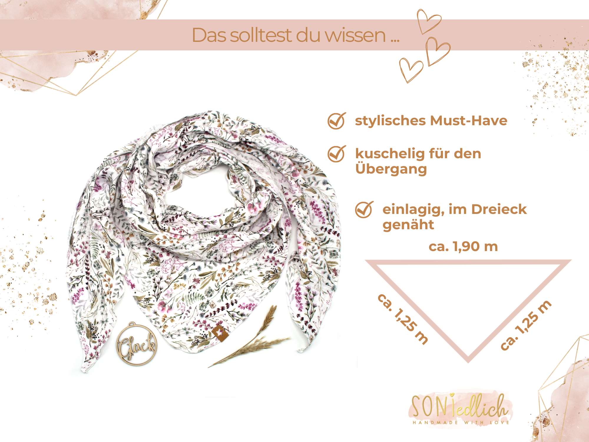 Musselintuch XXL für Erwachsene „natural leaves" Maße