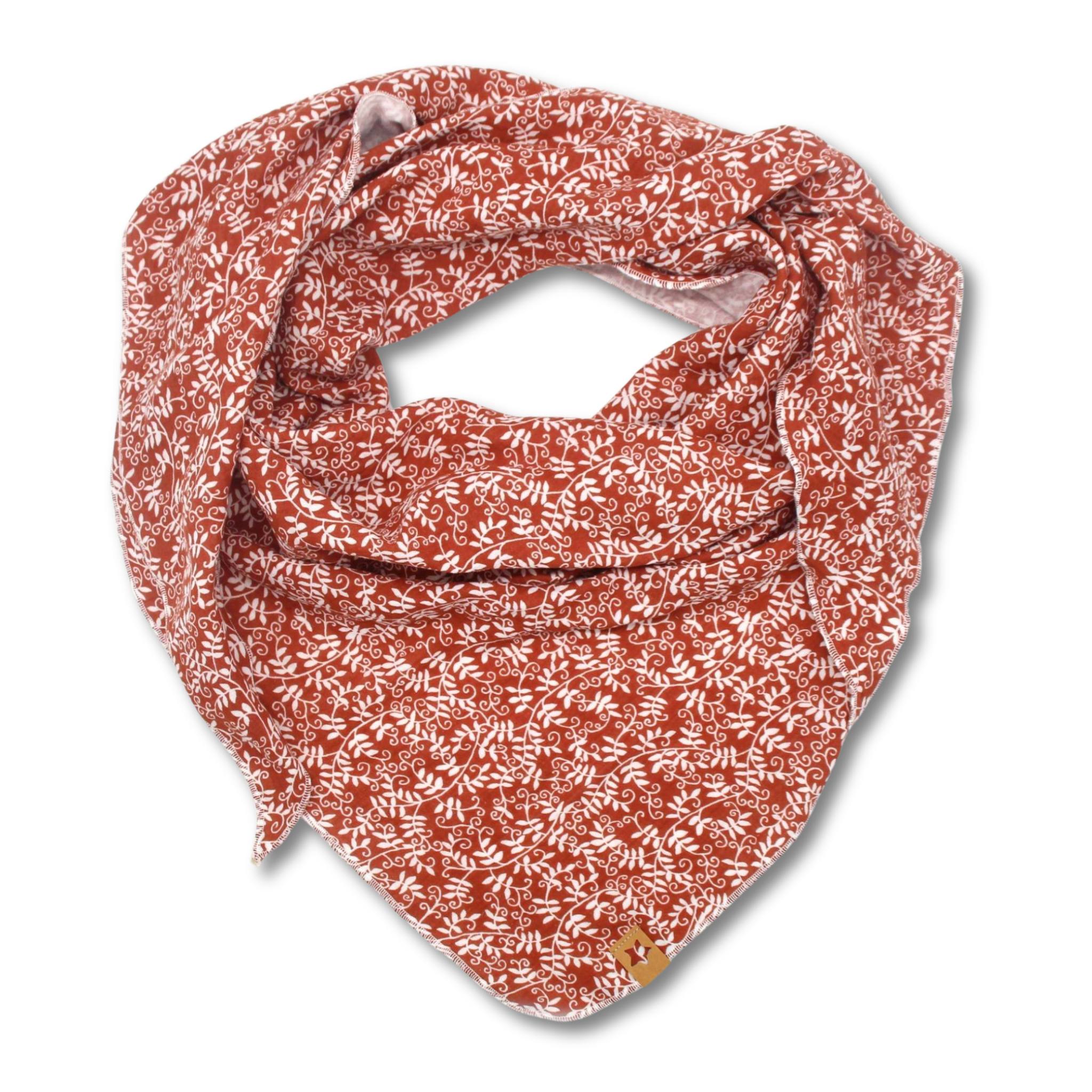 Musselintuch XXL für Erwachsene in kupfer mit weißen Blütenranken