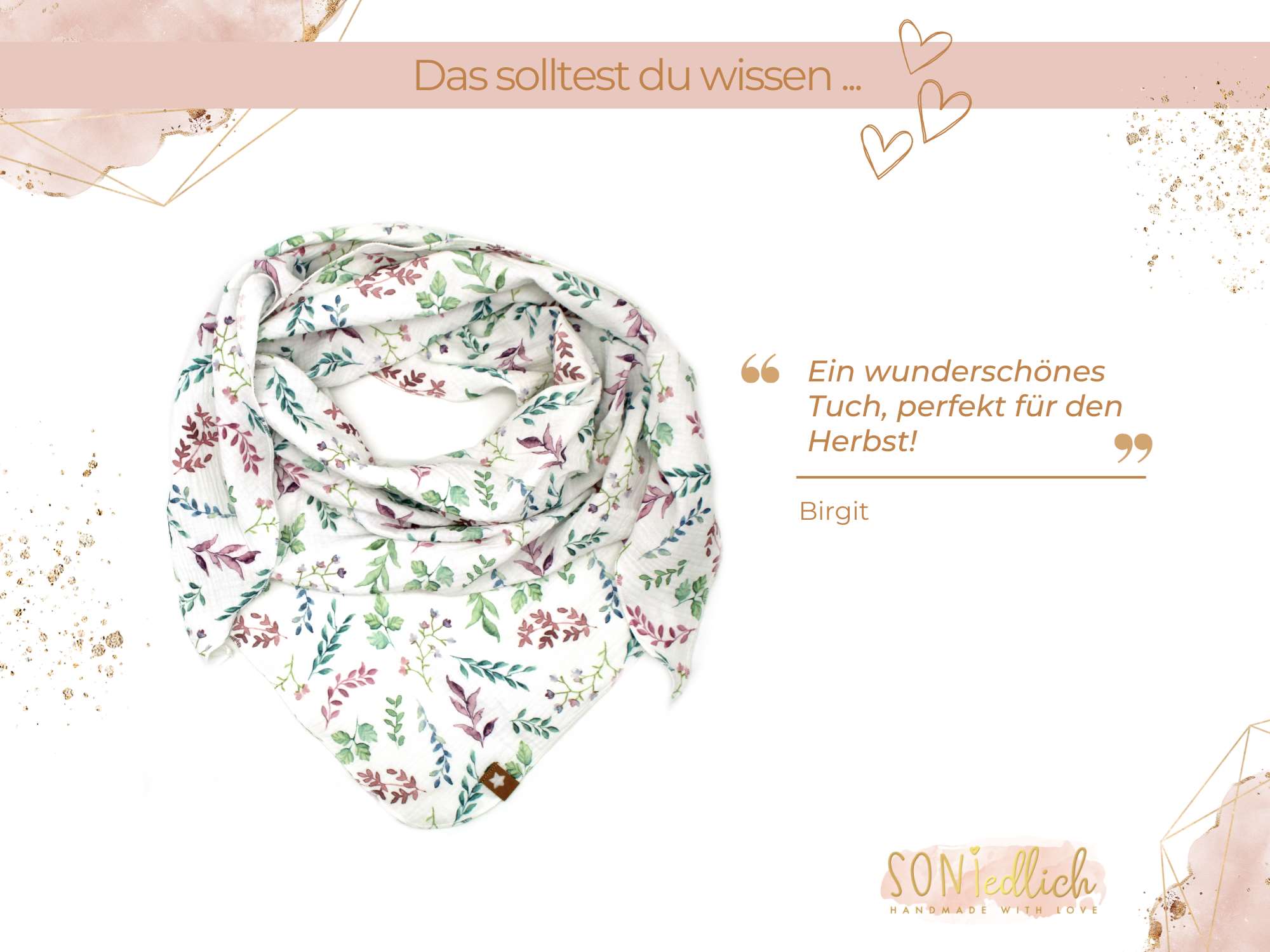 Musselintuch XXL für Erwachsene „lovely leaves" Bewertung