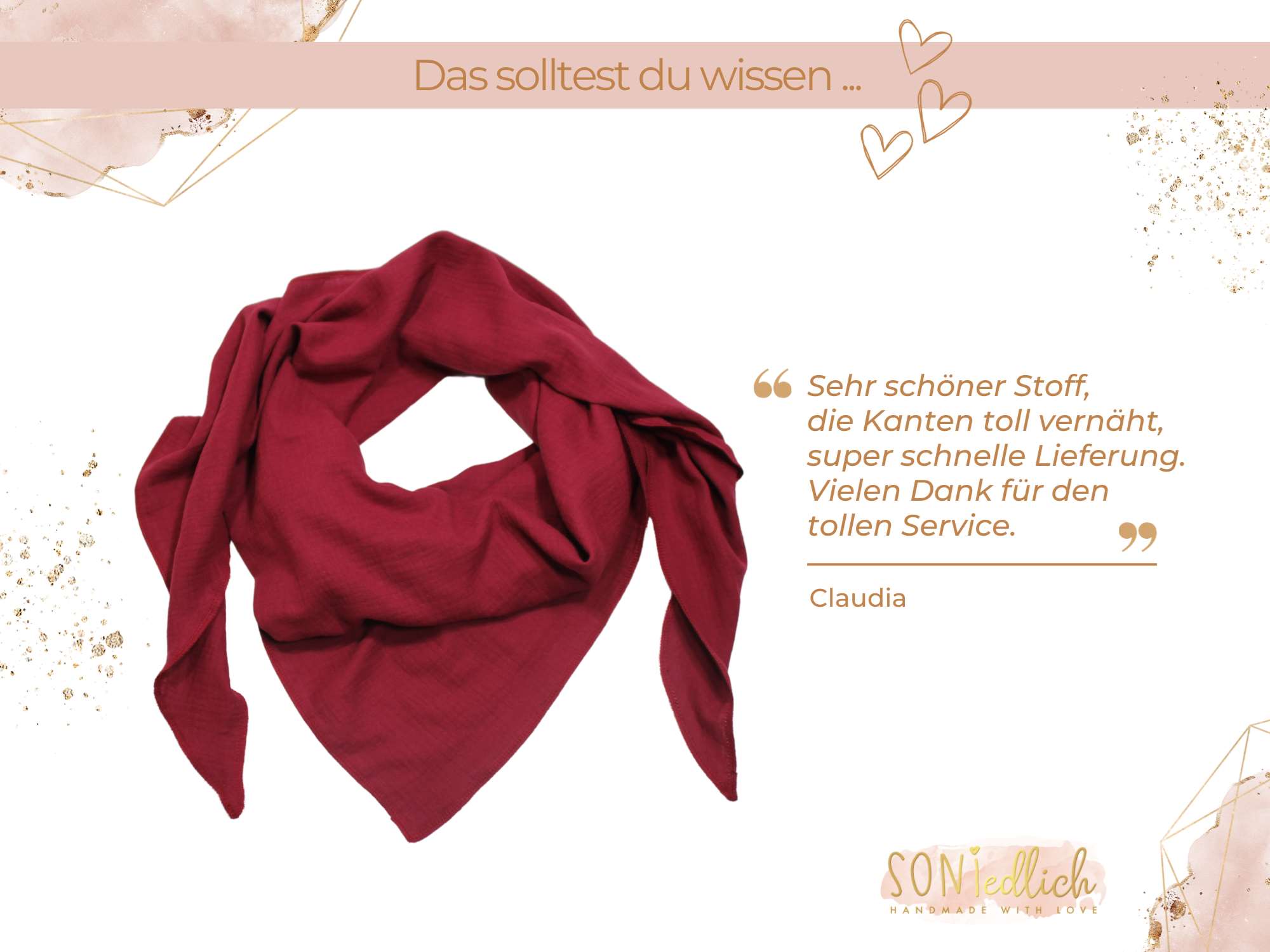 XXL-Tuch aus Musselin in cherry, Bewertung