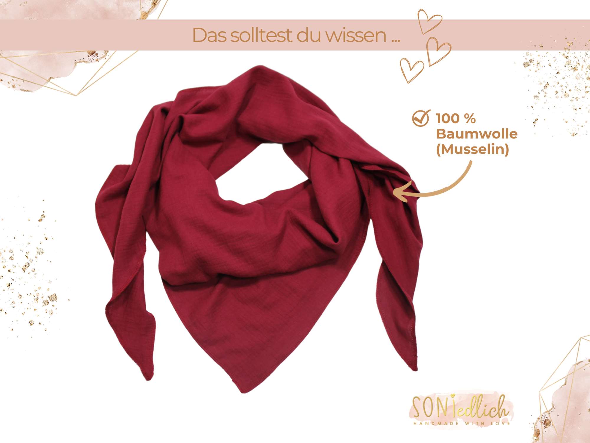 XXL-Tuch aus Musselin in cherry aus 100 % Baumwolle