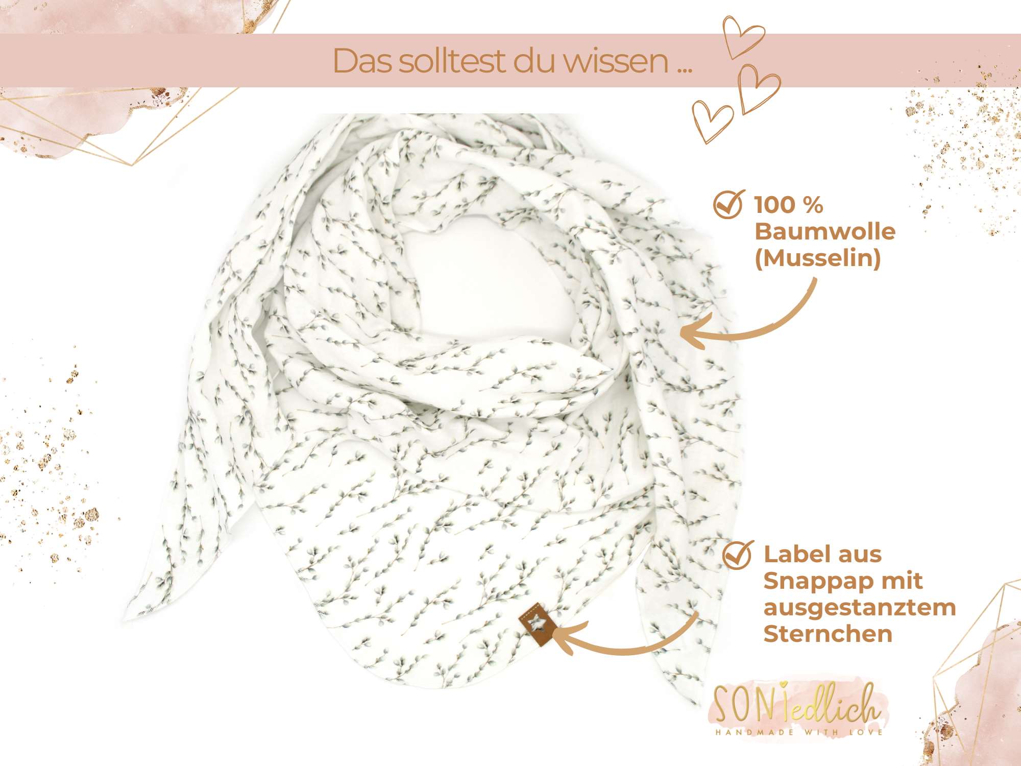 Musselintuch XXL für Erwachsene „willow“ Beschreibung
