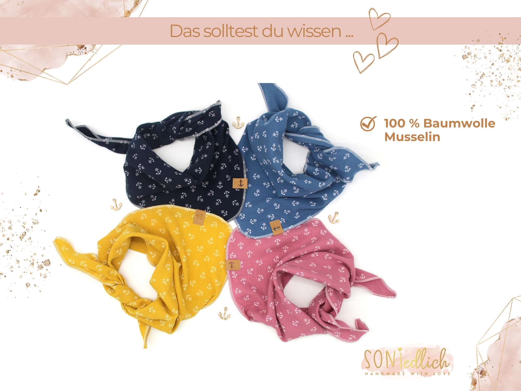 Musselintuch für Kinder "Anker" Beschreibung