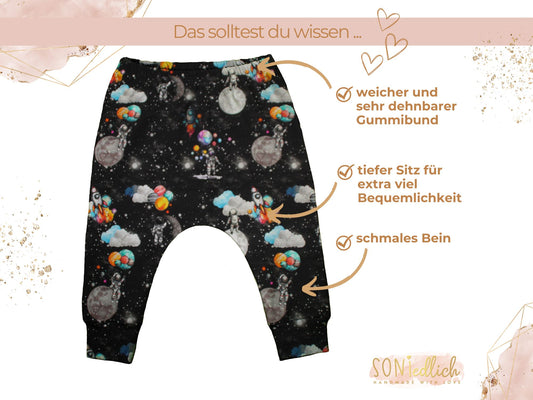 Slim Harem Pants für Babys und Kinder „Astronaut“ Details