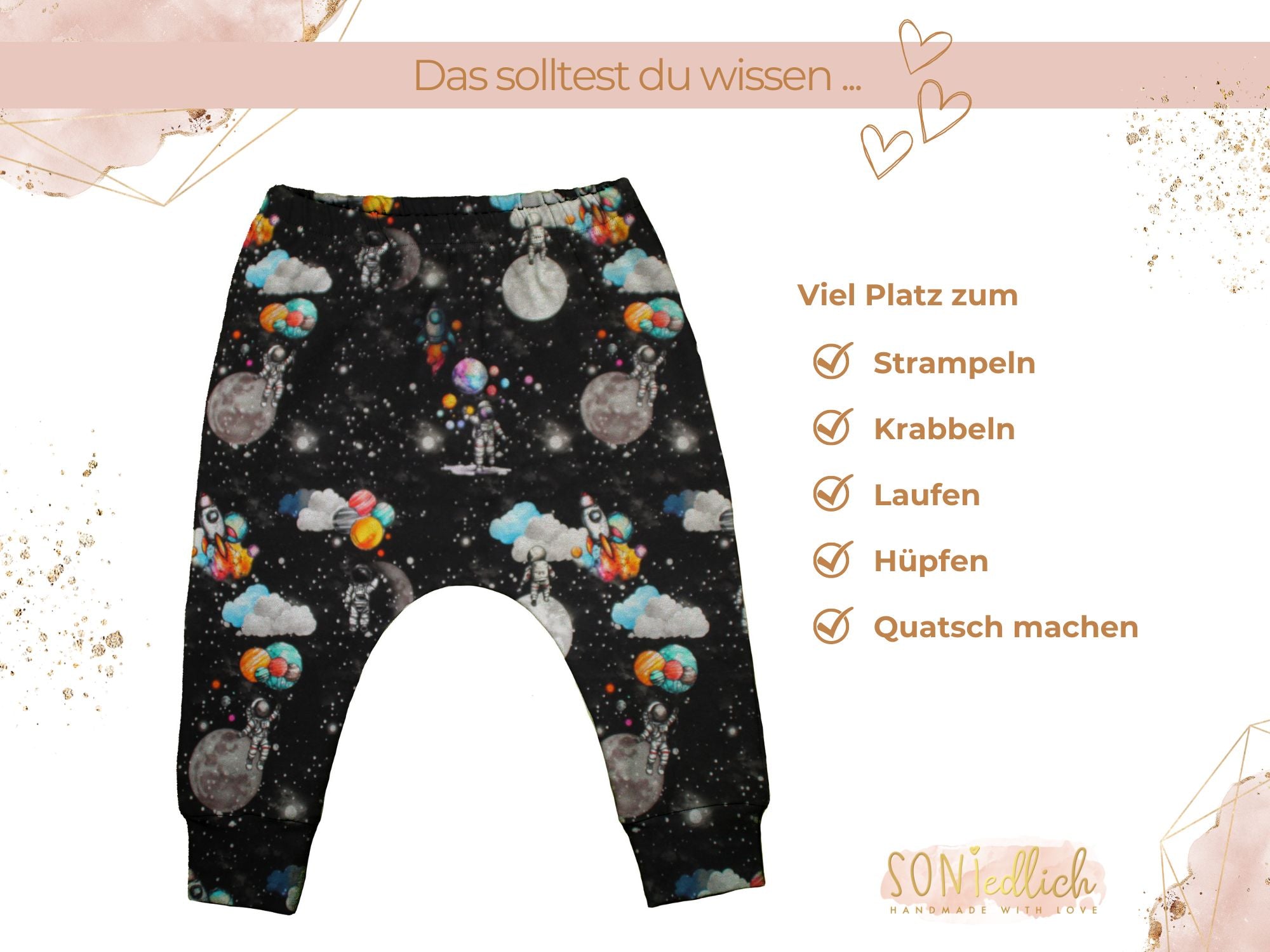 Slim Harem Pants für Babys und Kinder „Astronaut“ Beschreibung 2