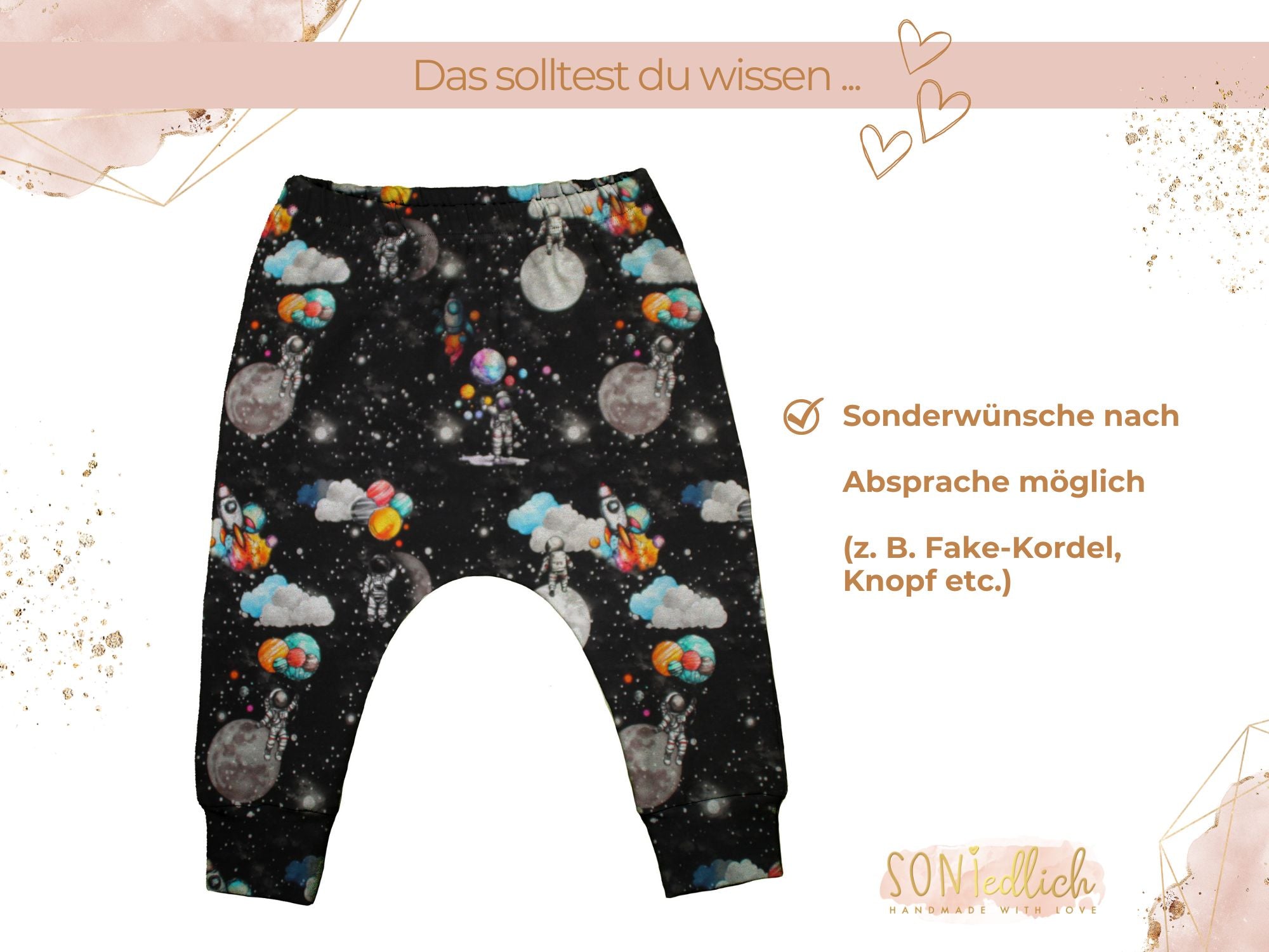 Slim Harem Pants für Babys und Kinder „Astronaut“ Sonderwünsche