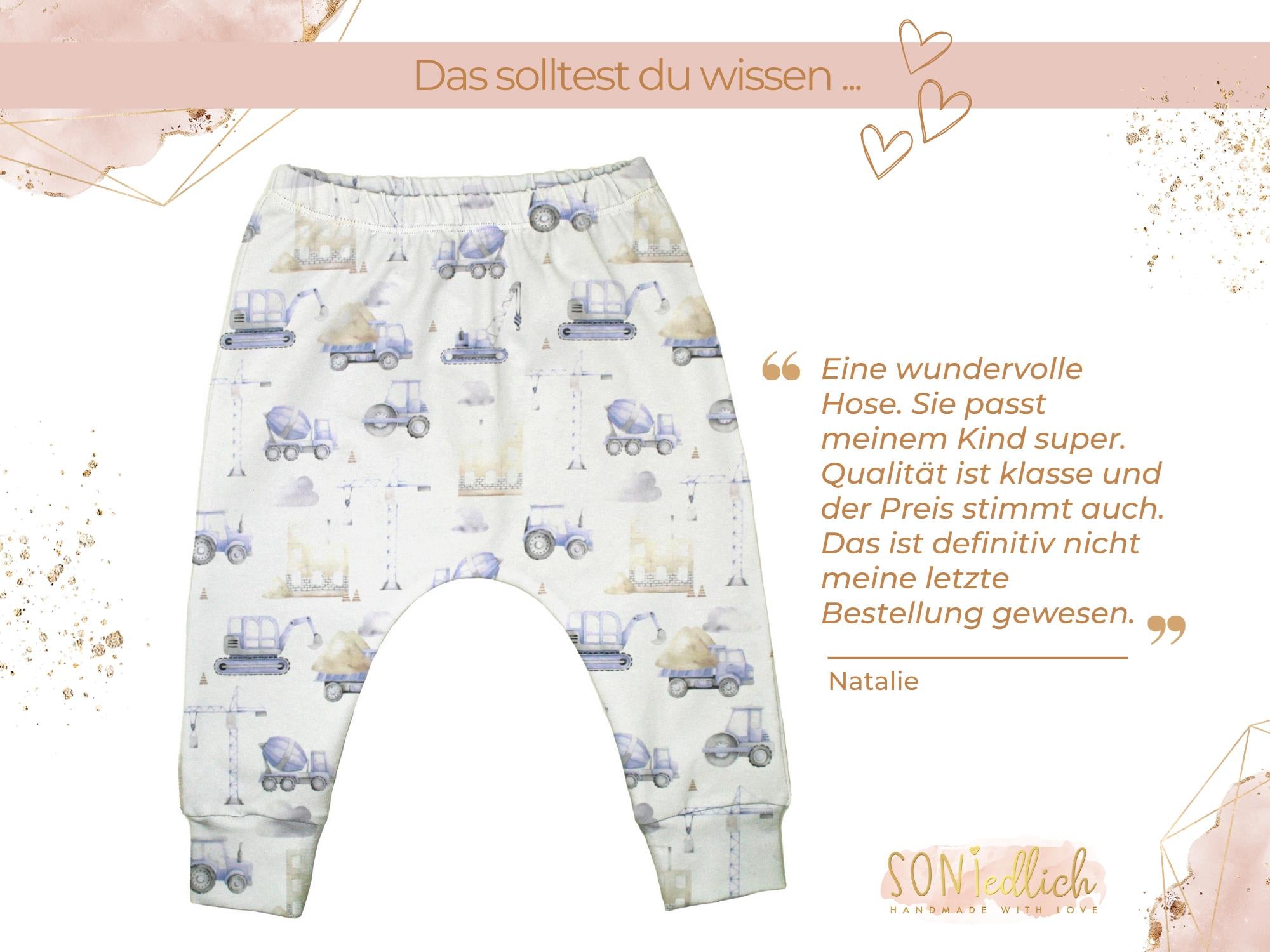 Slim Harem Pants für Babys und Kinder „Baustelle pastell“ Bewertung
