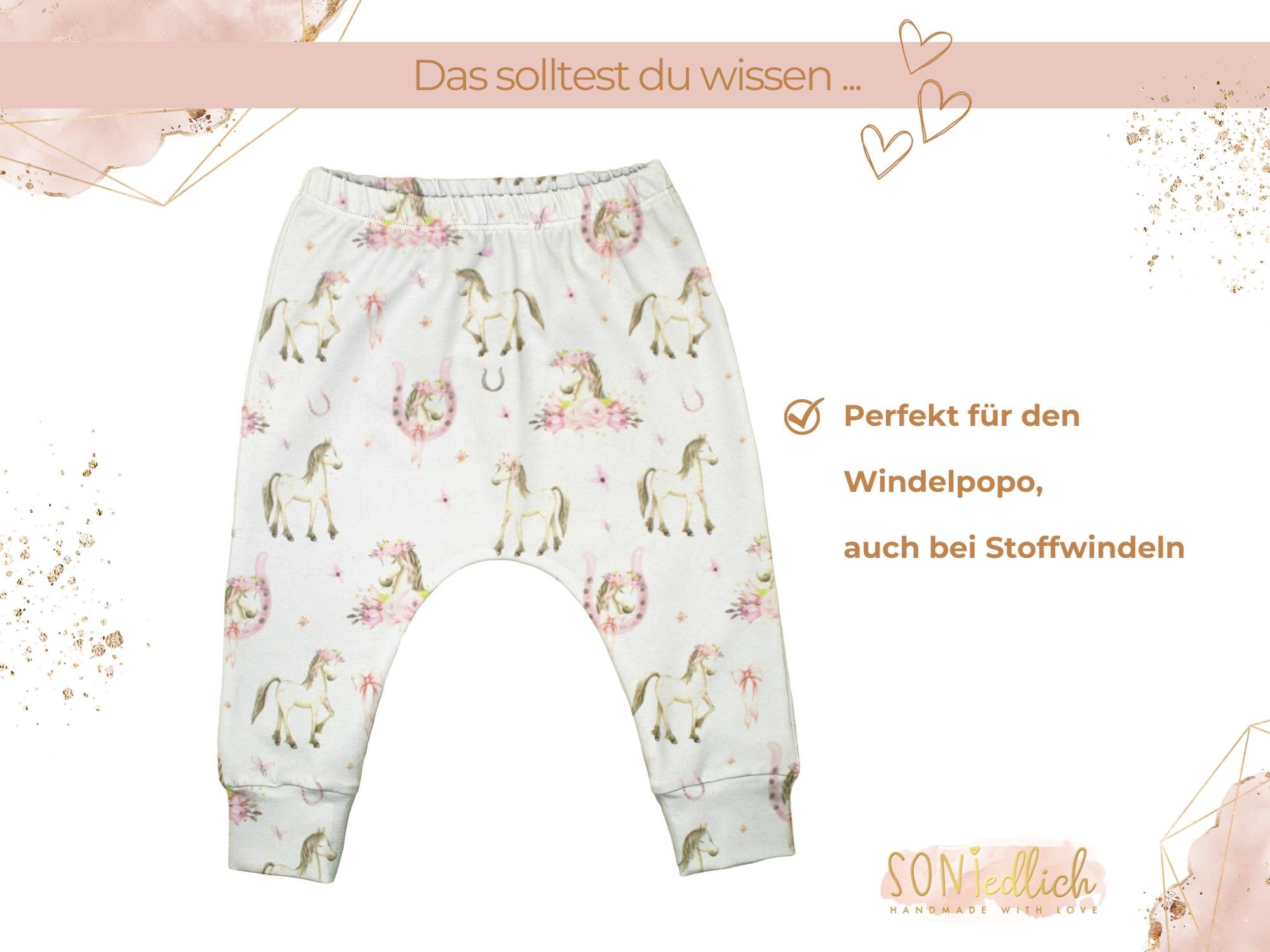 Slim Harem Pants für Babys und Kinder „Boho Pferde“ Beschreibung 2