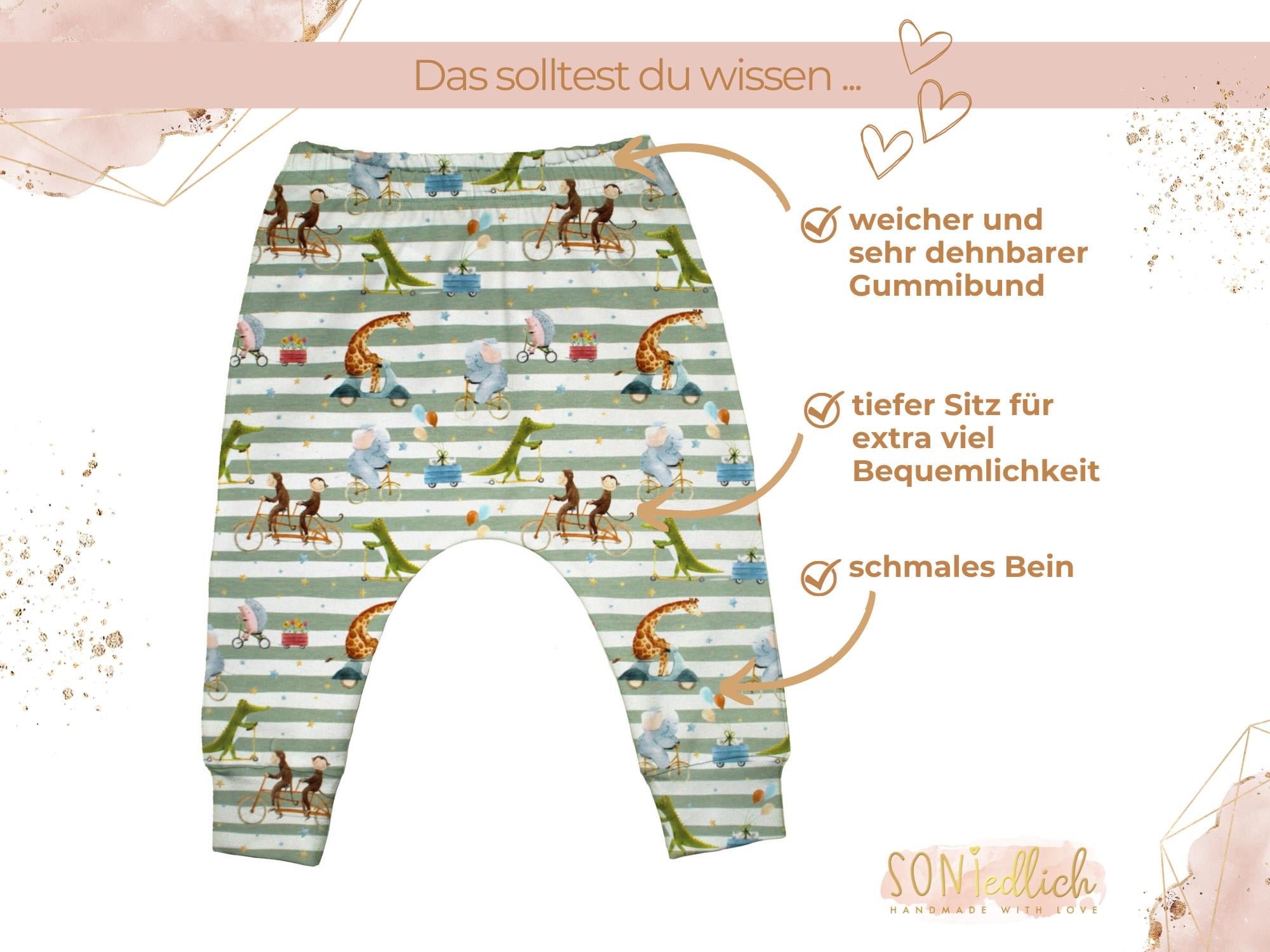 Slim Harem Pants für Babys und Kinder „Tierausflug“ Merkmale