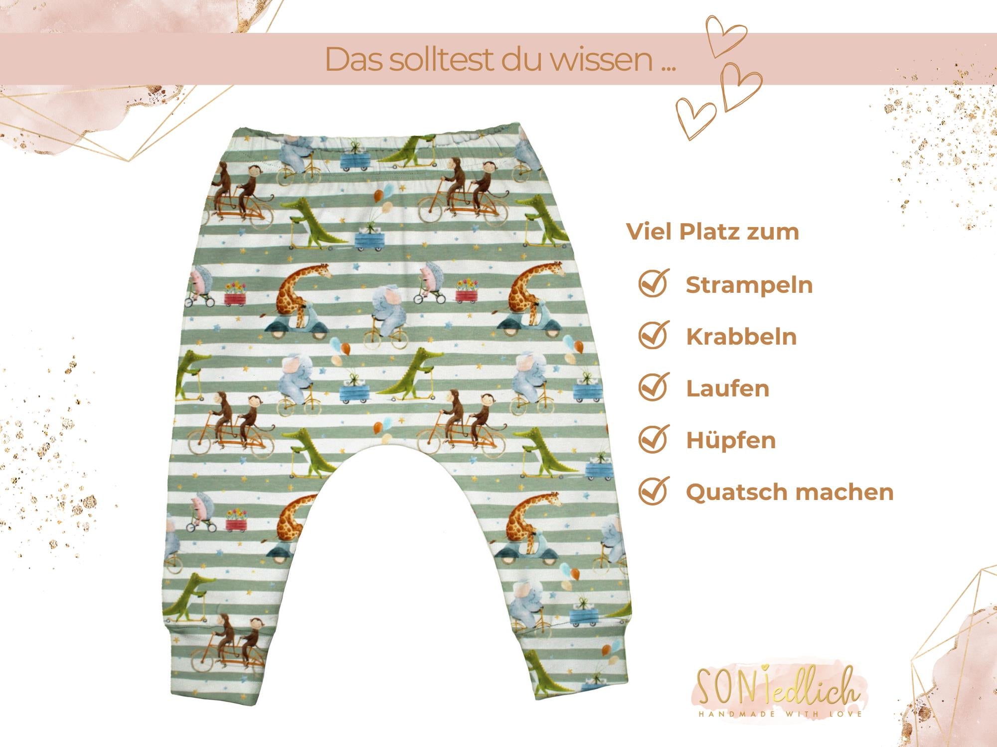 Slim Harem Pants für Babys und Kinder „Tierausflug“ Beschreibung 1