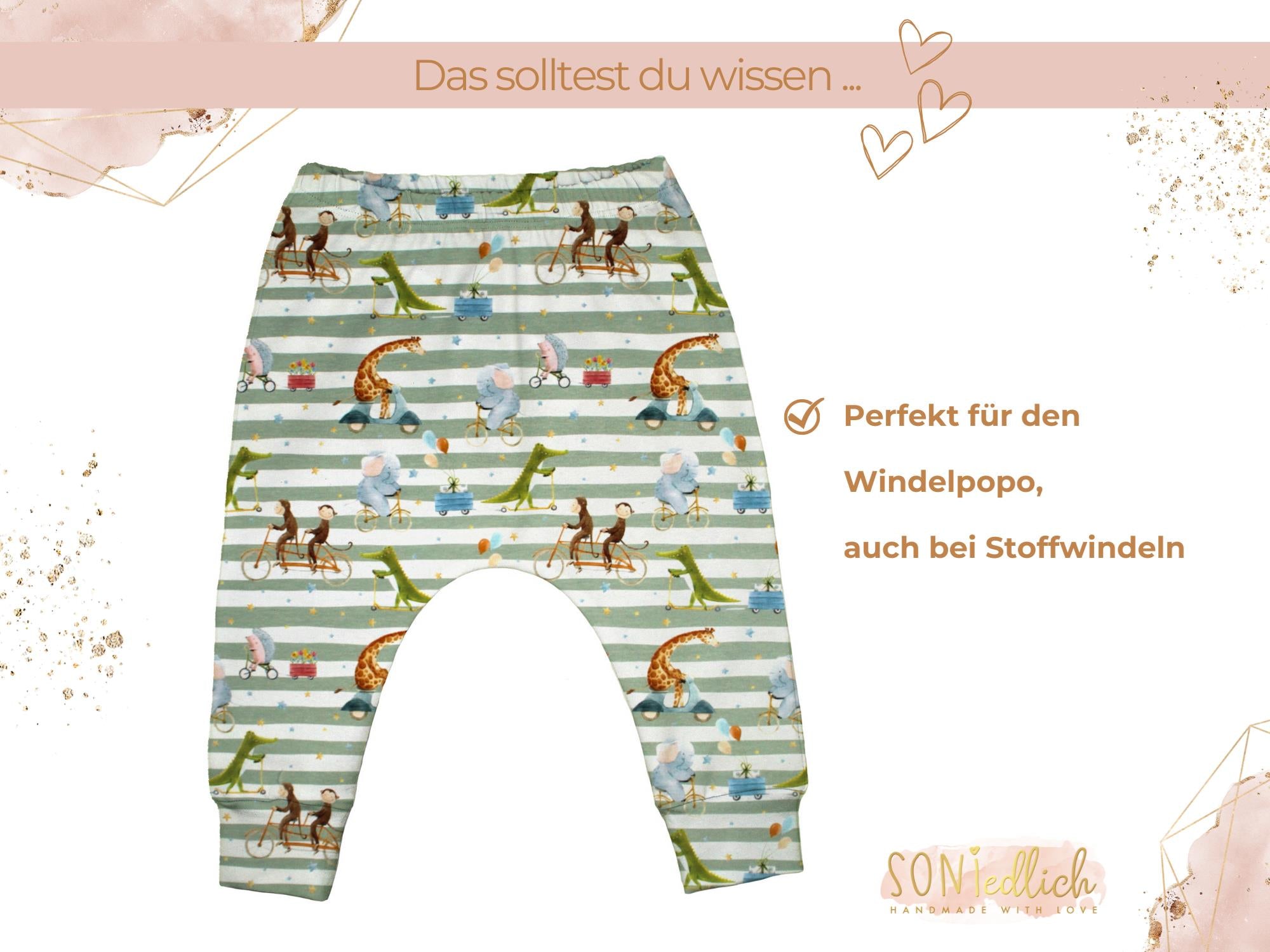 Slim Harem Pants für Babys und Kinder „Tierausflug“ Beschreibung 2
