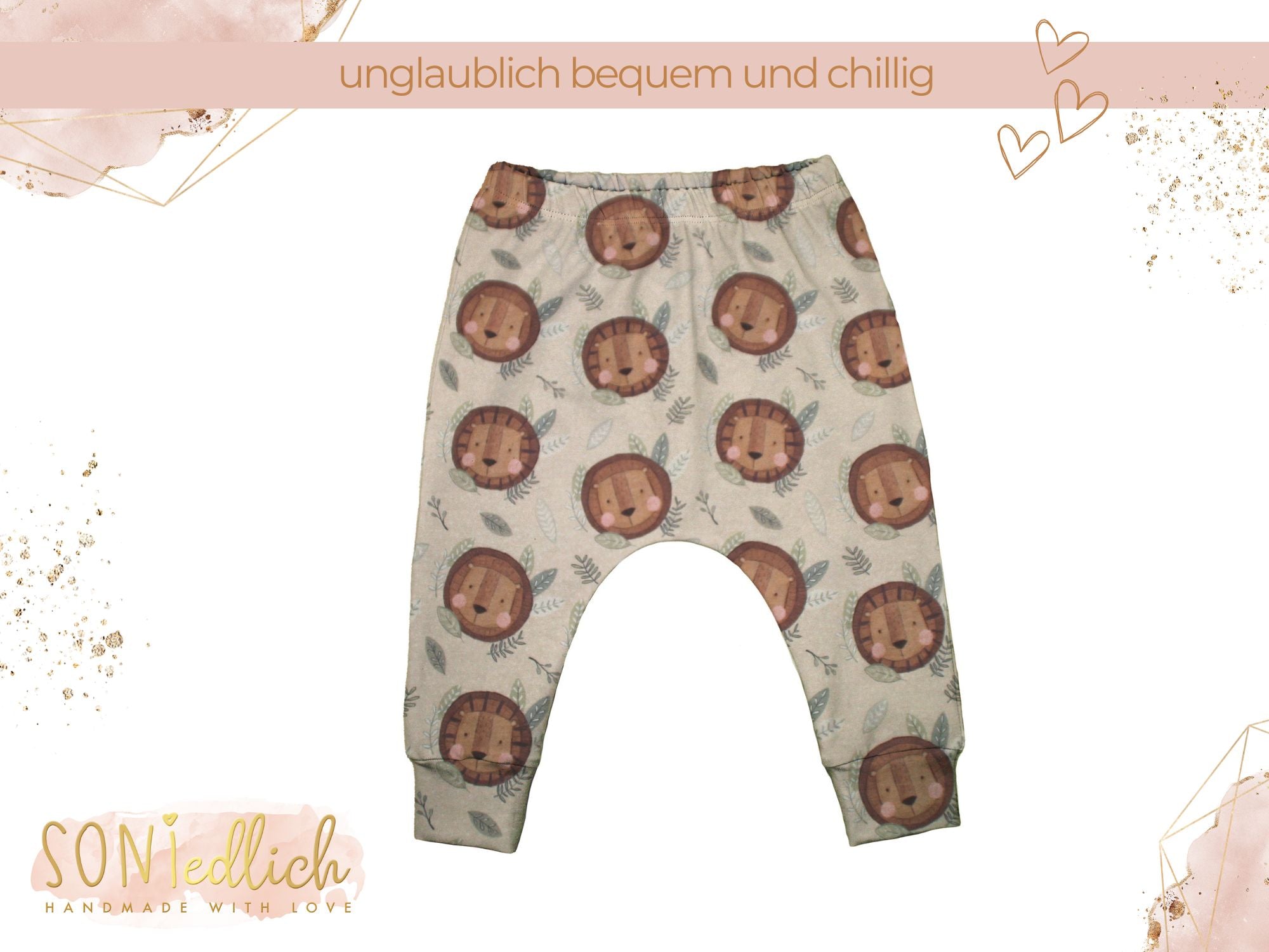 Slim Harem Pants "Löwe" für Babys und Kinder, unglaublich bequem und chillig