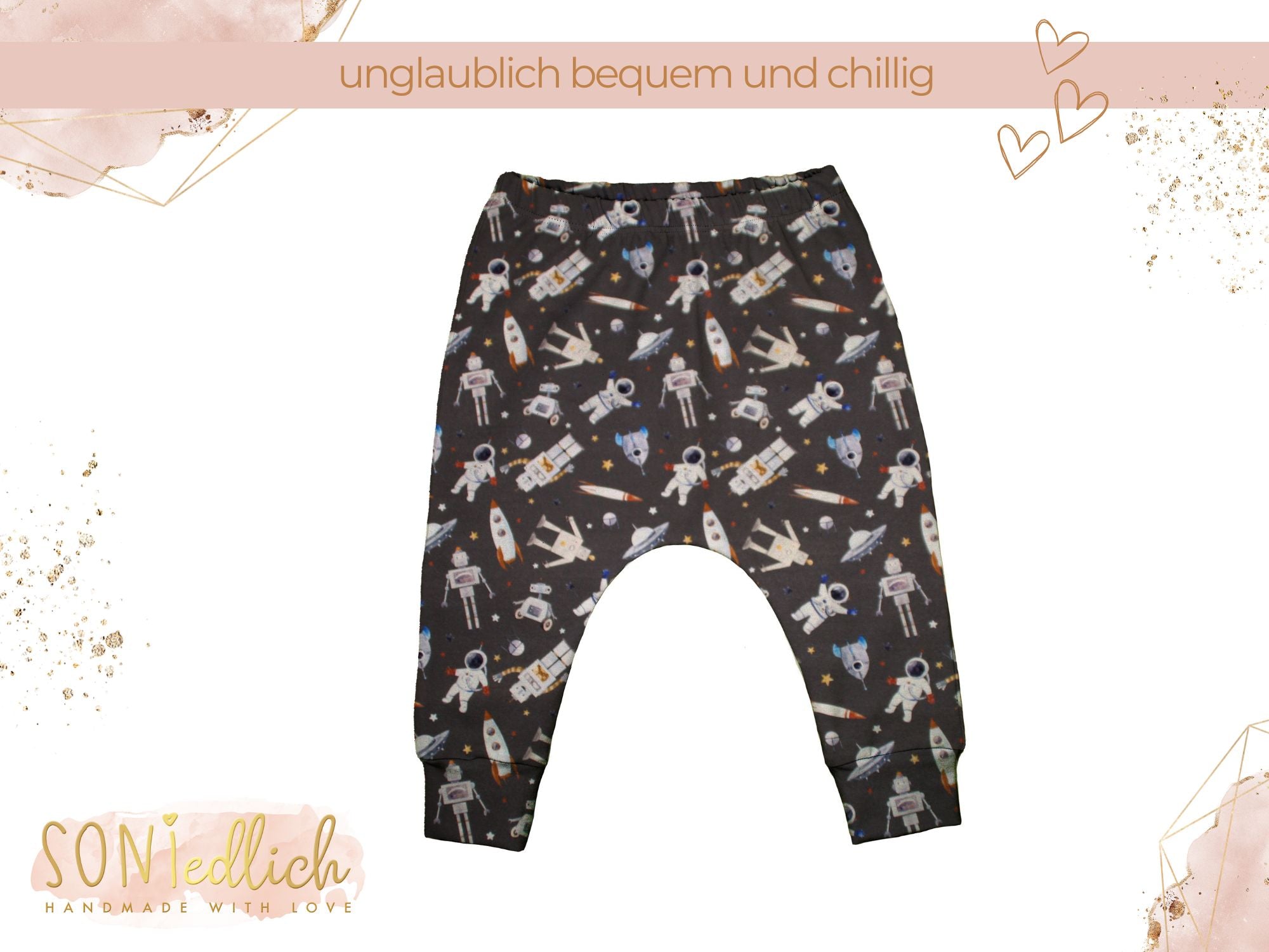 Slim Harem Pants "Weltall" für Babys und Kinder, sehr bequem und chillig
