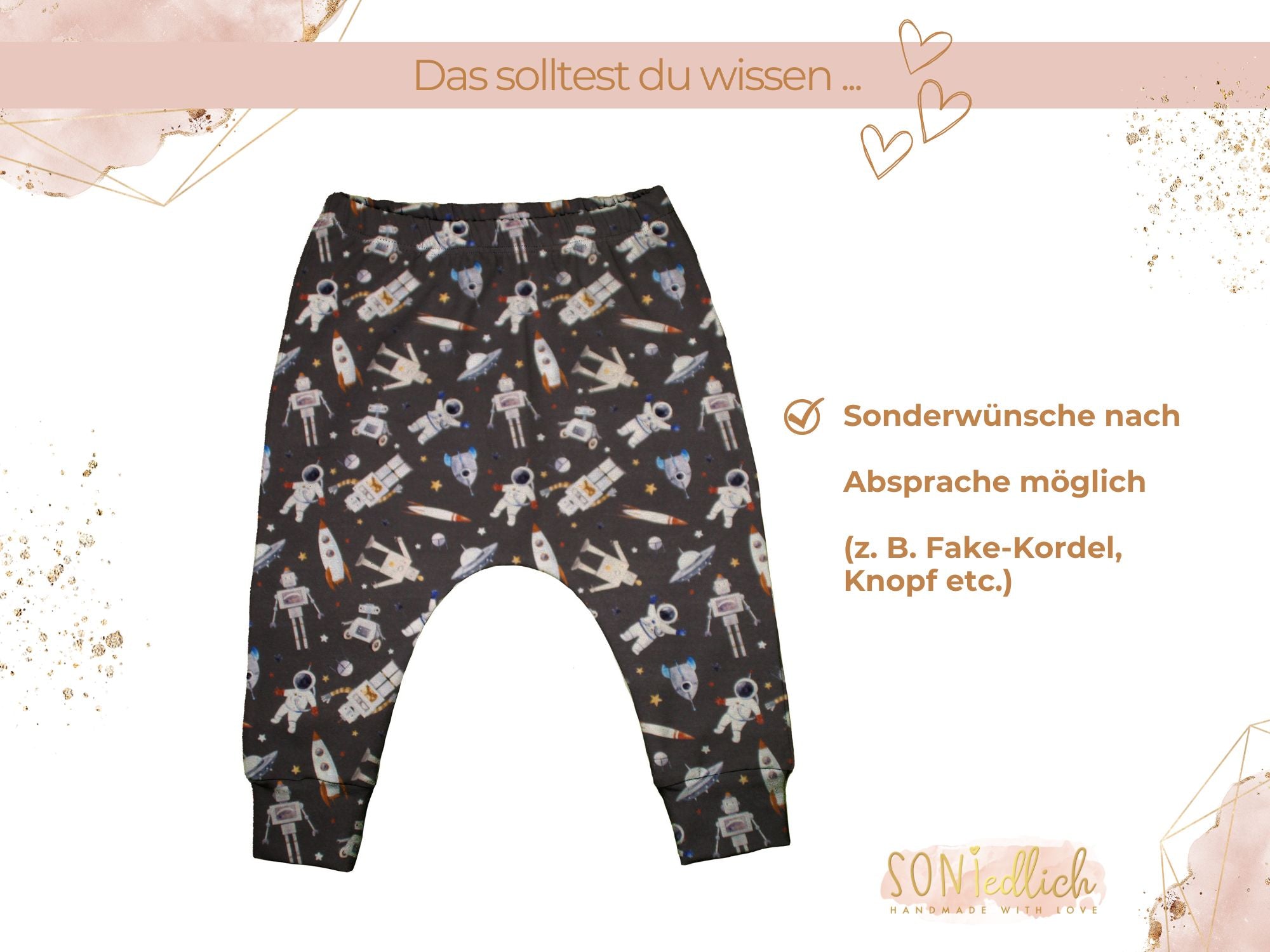 Slim Harem Pants "Weltall" für Babys und Kinder, Sonderwünsche sind nach Absprache möglich.