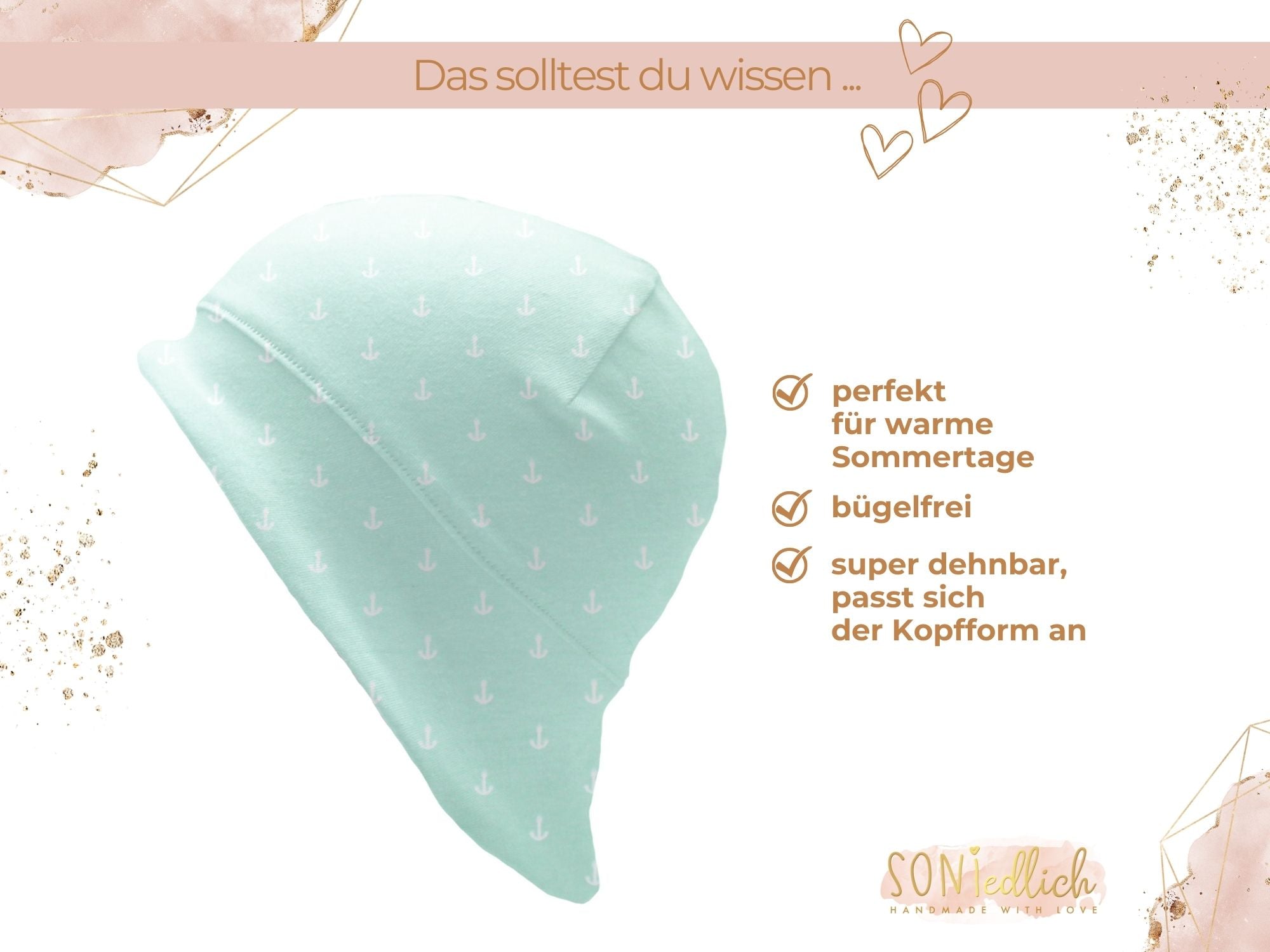 Sonnenhut für Babys und Kinder „Anker mint“ Beschreibung