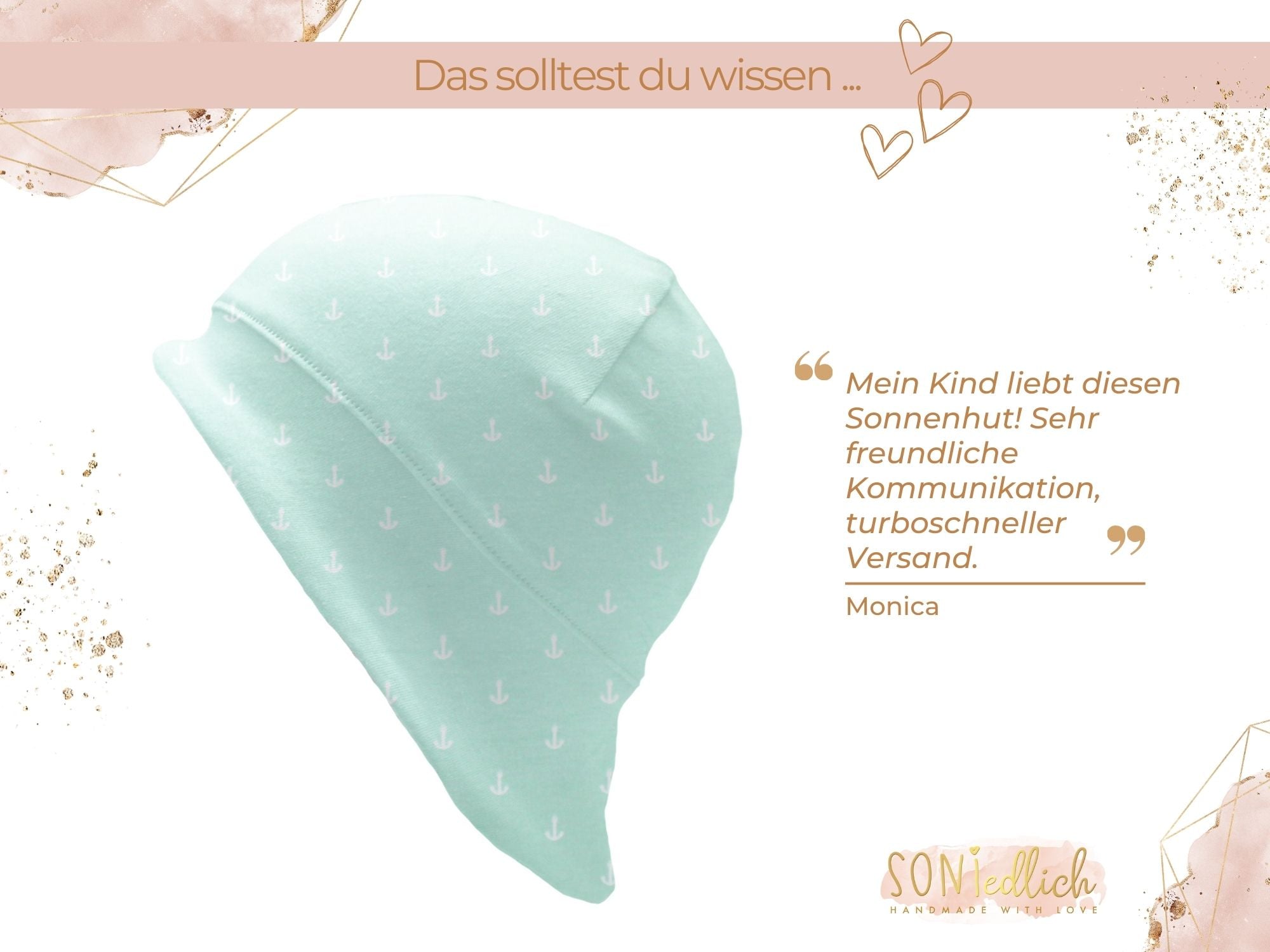 Sonnenhut für Babys und Kinder „Anker mint“ Bewertung