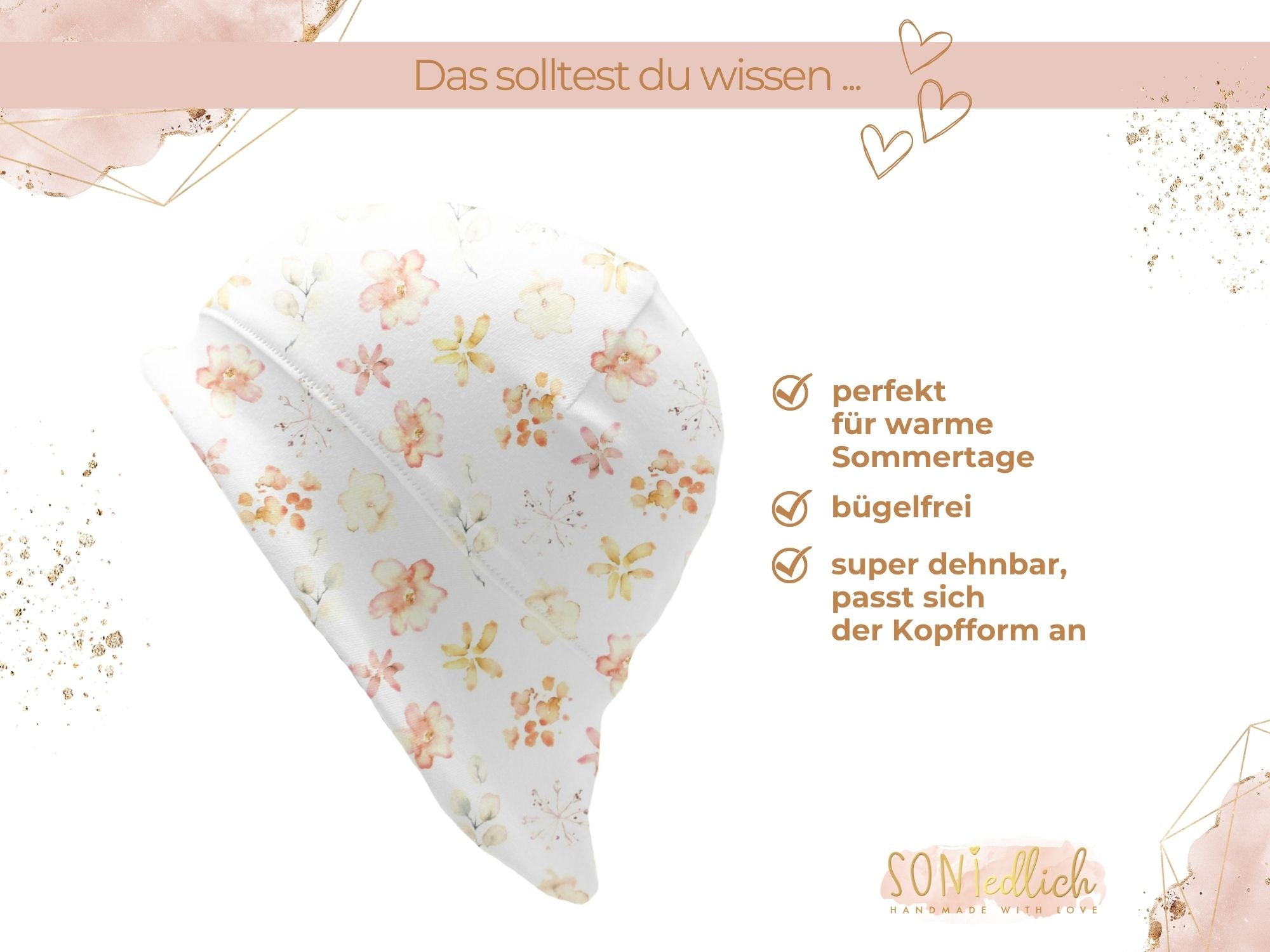 Sonnenhut für Babys und Kinder „aquarell flowers“ Beschreibung