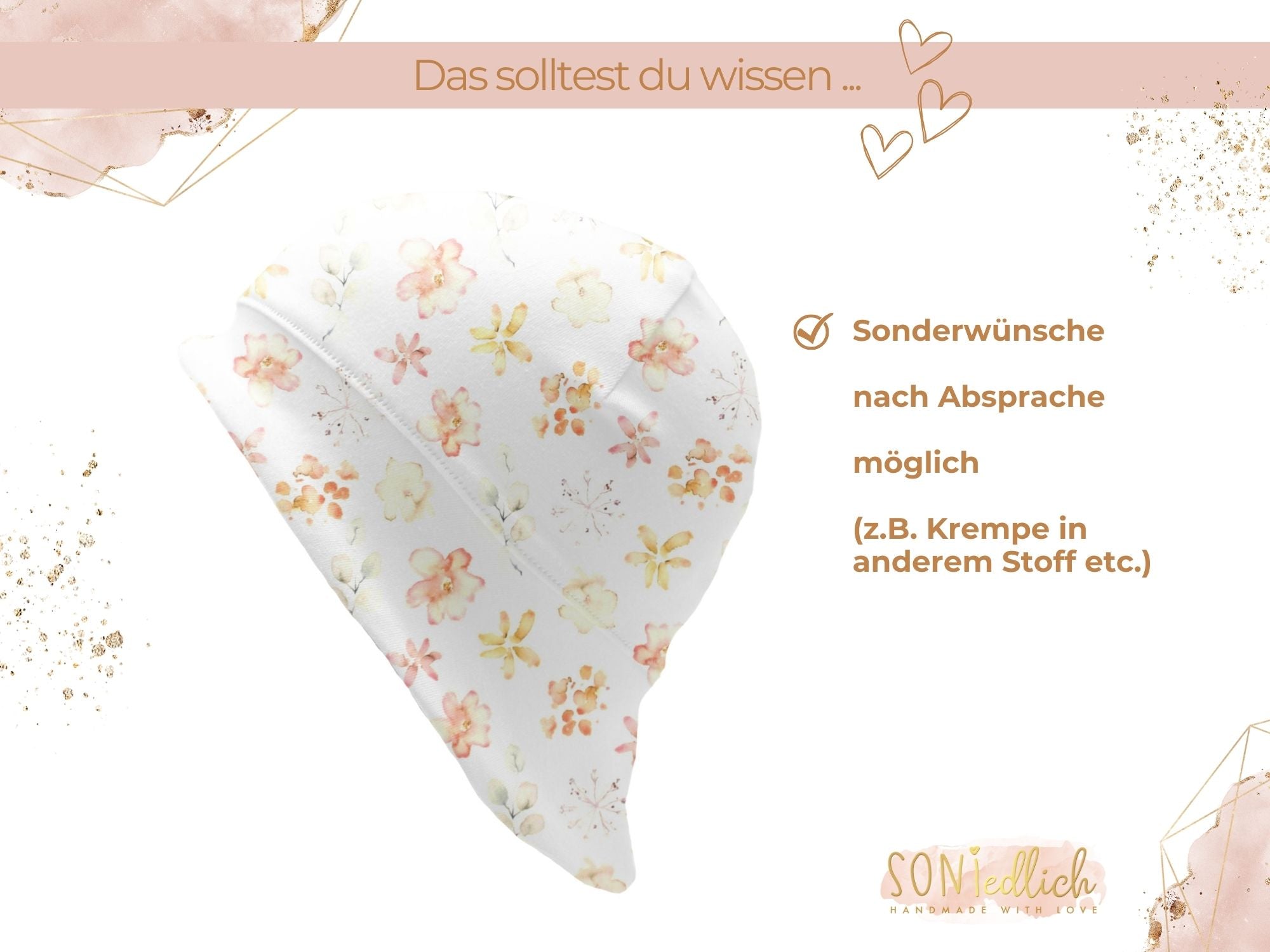 Sonnenhut für Babys und Kinder „aquarell flowers“ Sonderwünsche