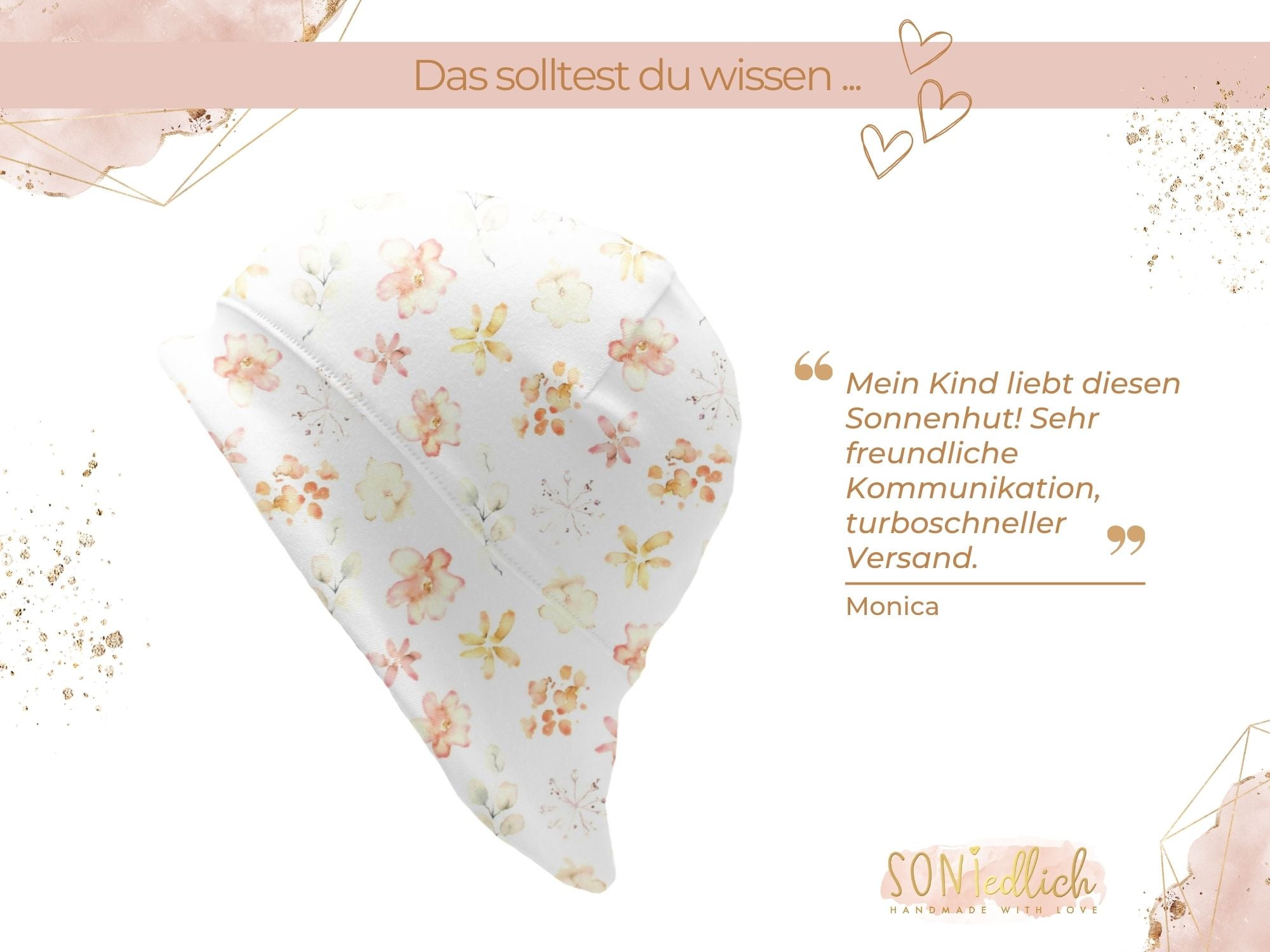 Sonnenhut für Babys und Kinder „aquarell flowers“ Bewertung