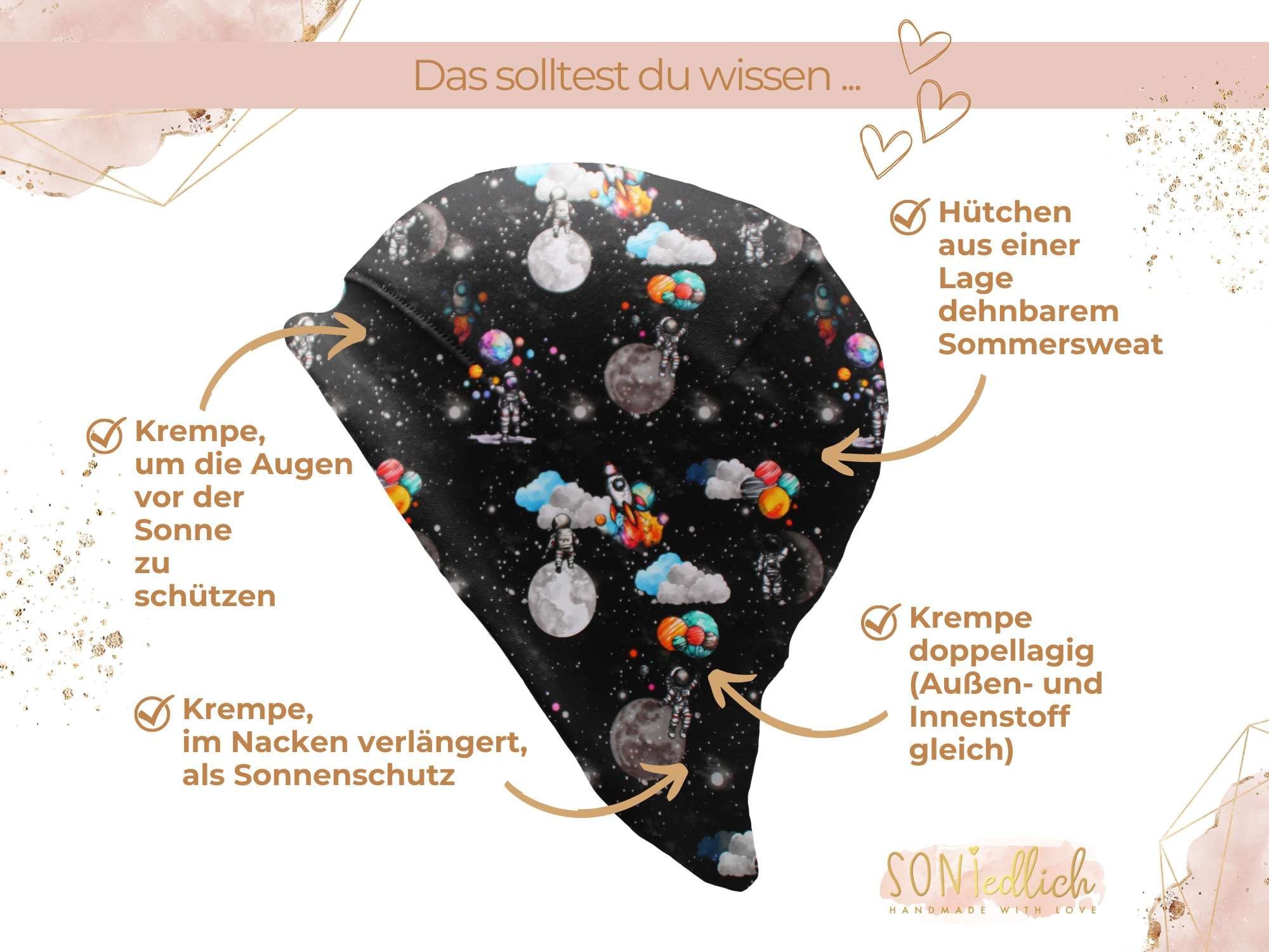 Sonnenhut für Babys und Kinder „Astronaut“  Details