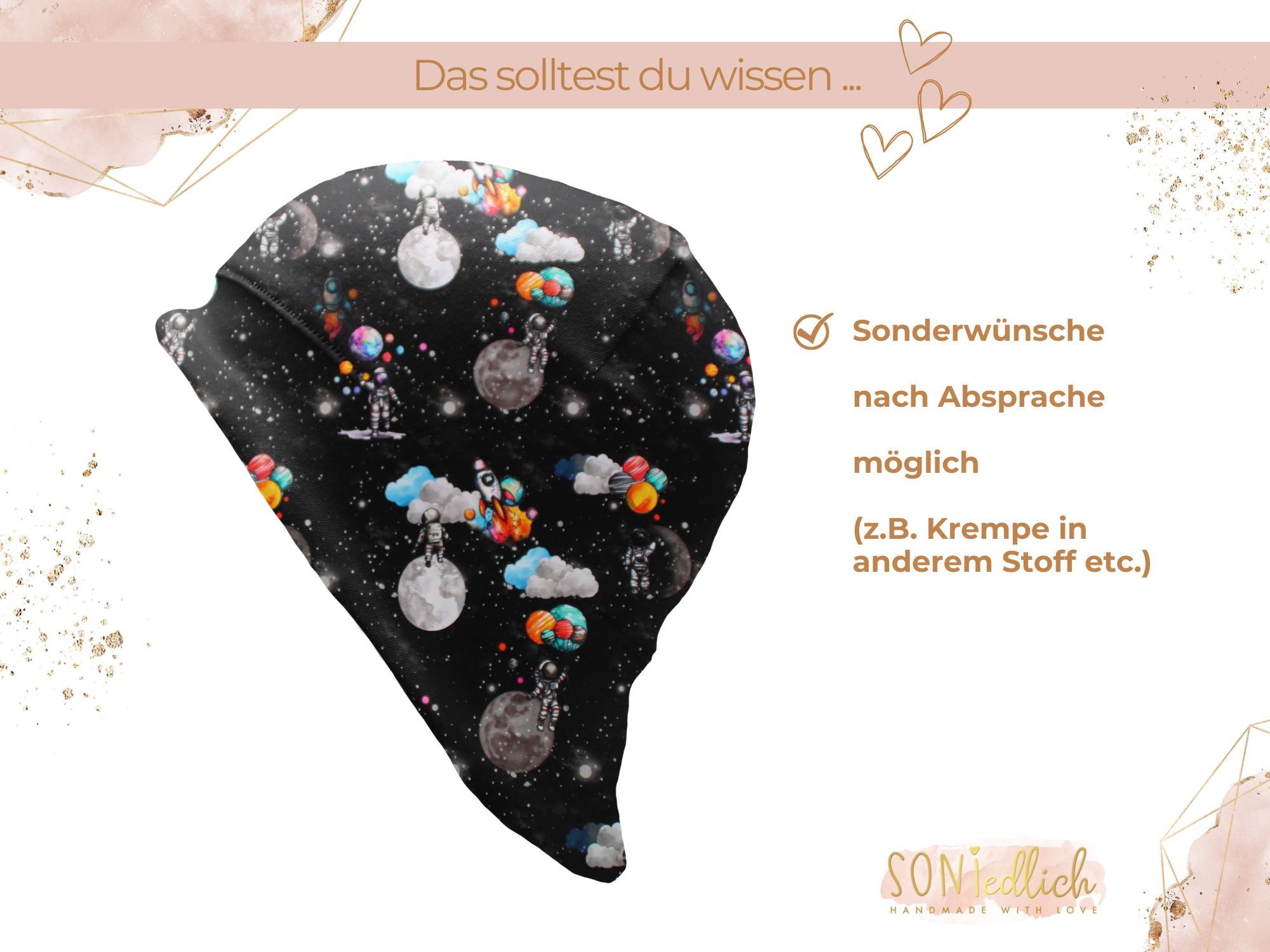 Sonnenhut für Babys und Kinder „Astronaut“ Sonderwünsche