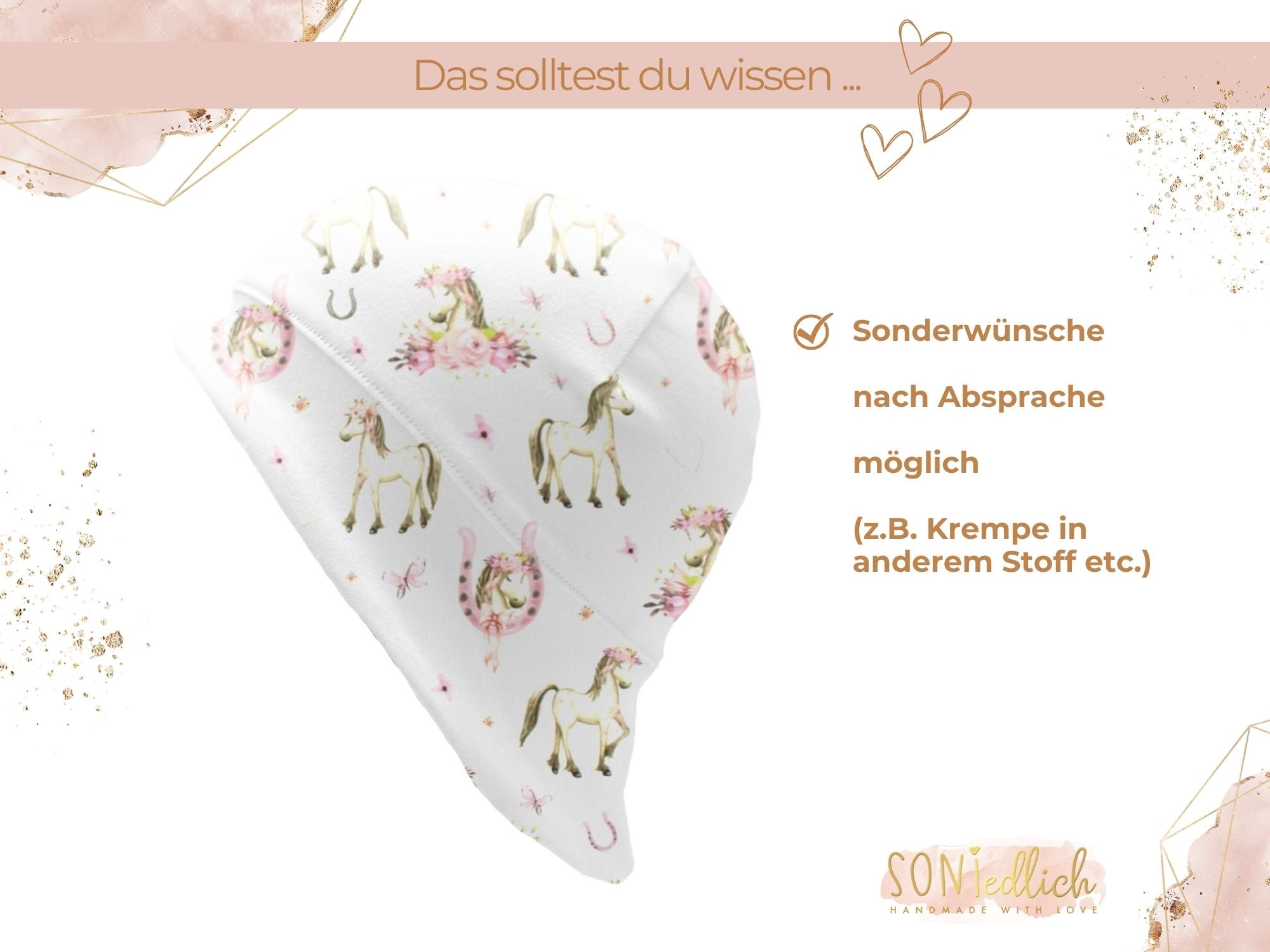 Sonnenhut für Babys und Kinder „Boho Pferde“ Sonderwünsche