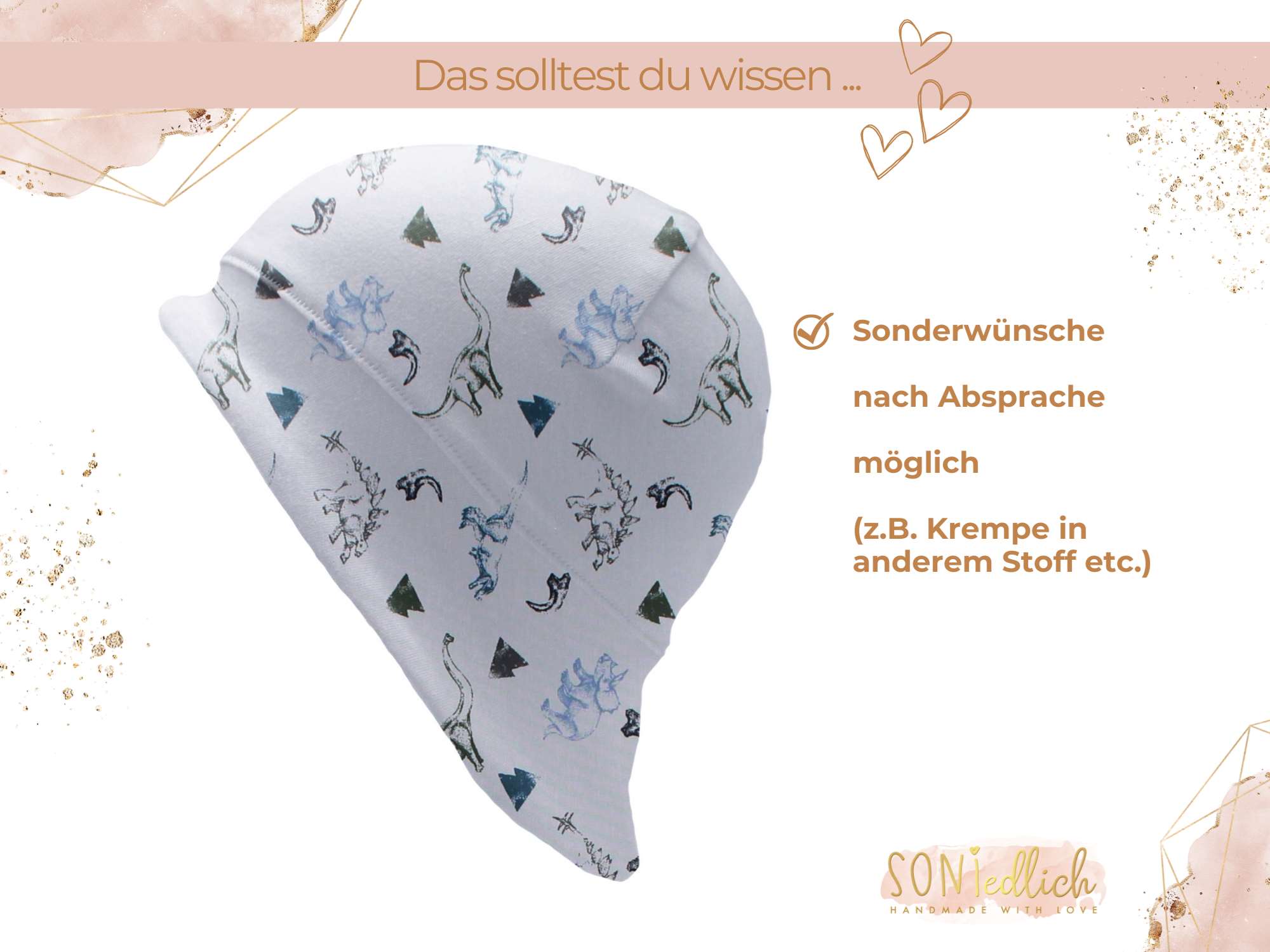 Sonnenhut für Babys und Kinder „Dinos hellgrau“ Sonderwünsche