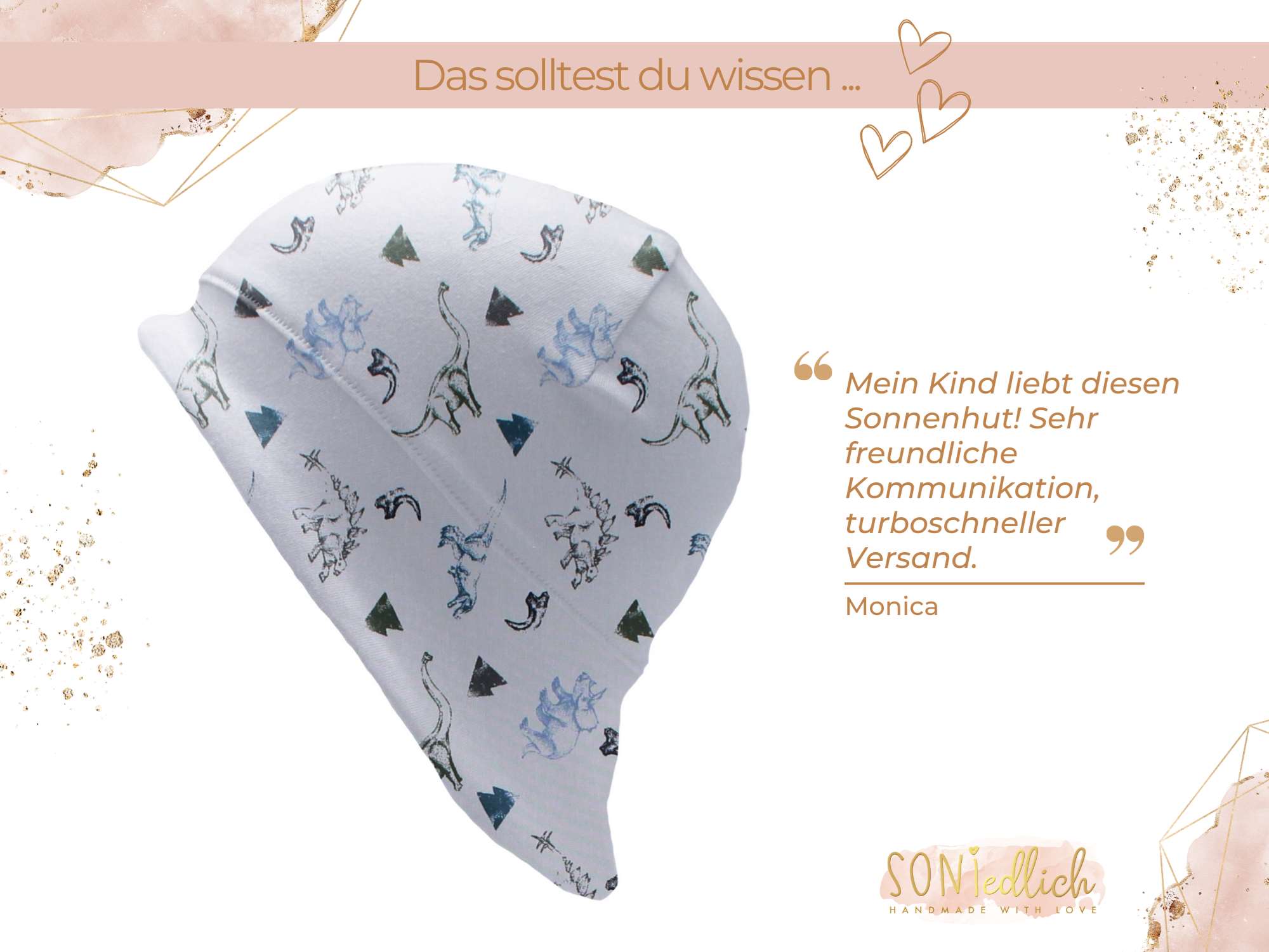 Sonnenhut für Babys und Kinder „Dinos hellgrau“ Bewertung