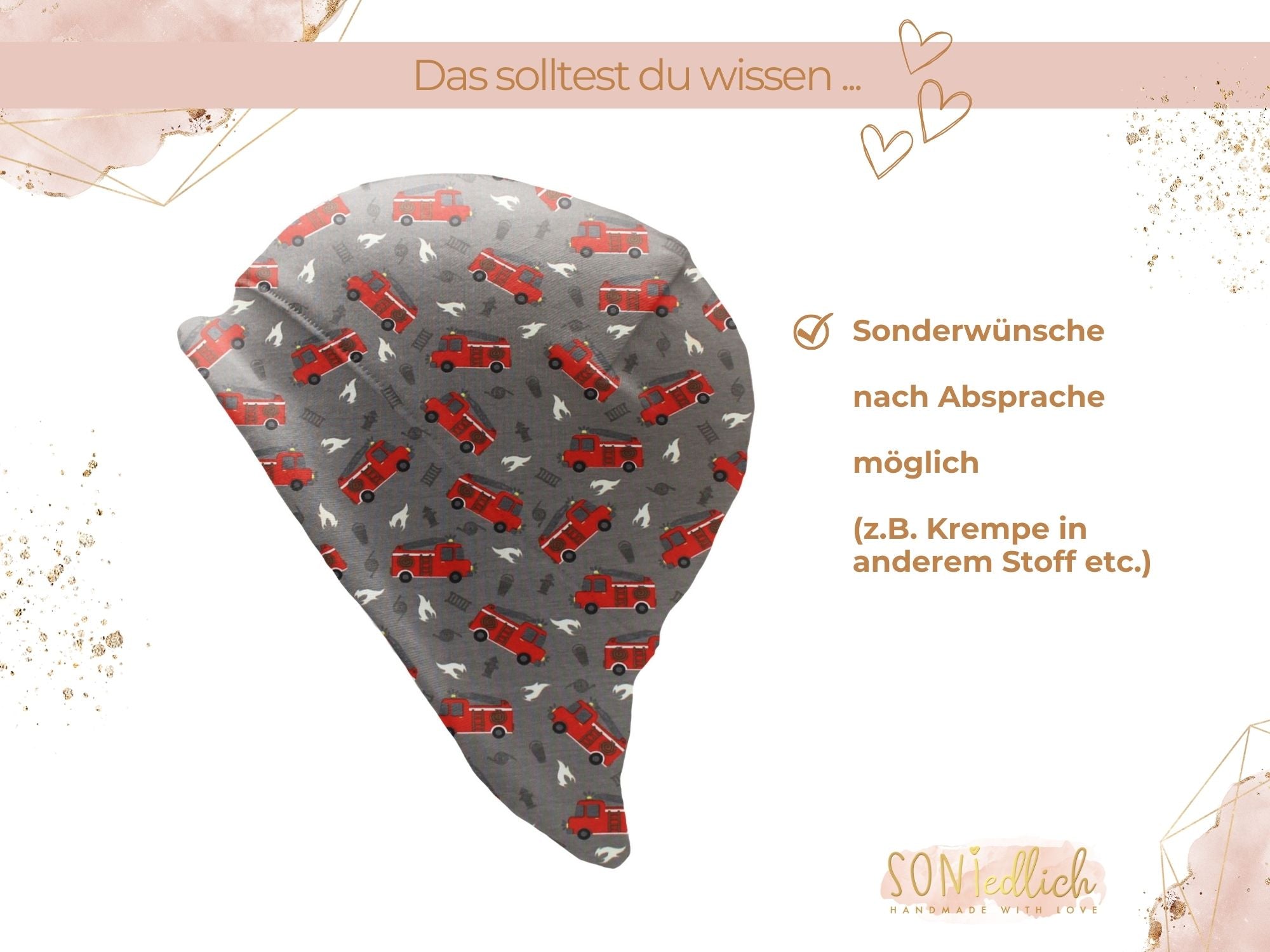 Sonnenhut für Babys und Kinder „Drehleiter grau“ Sonderwünsche