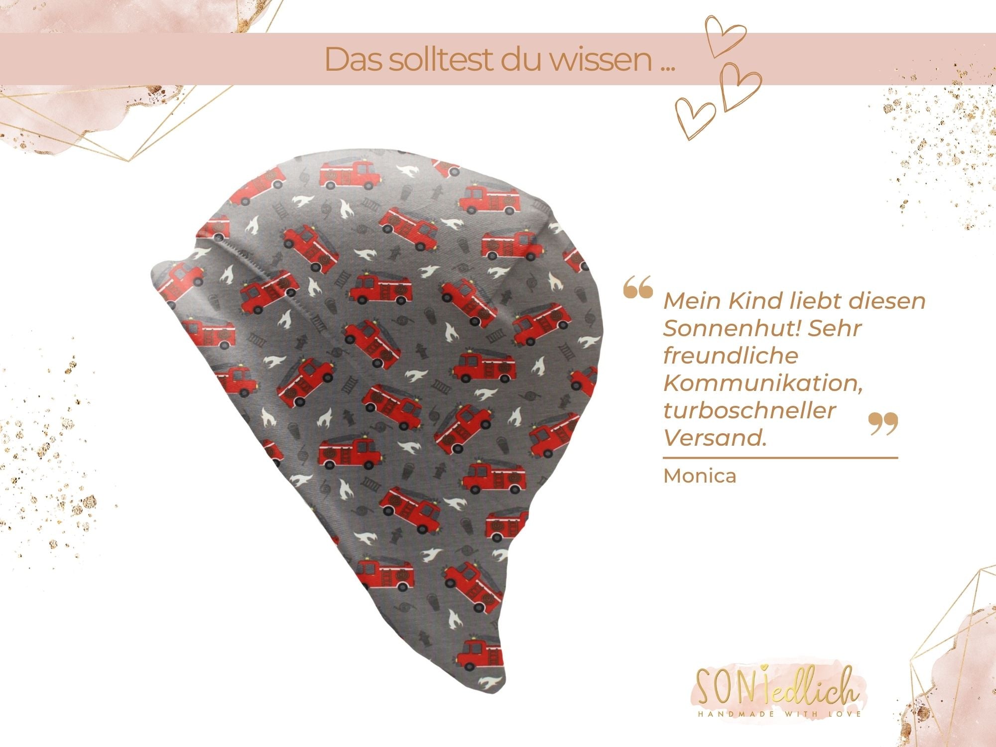 Sonnenhut für Babys und Kinder „Drehleiter grau“ Bewertung