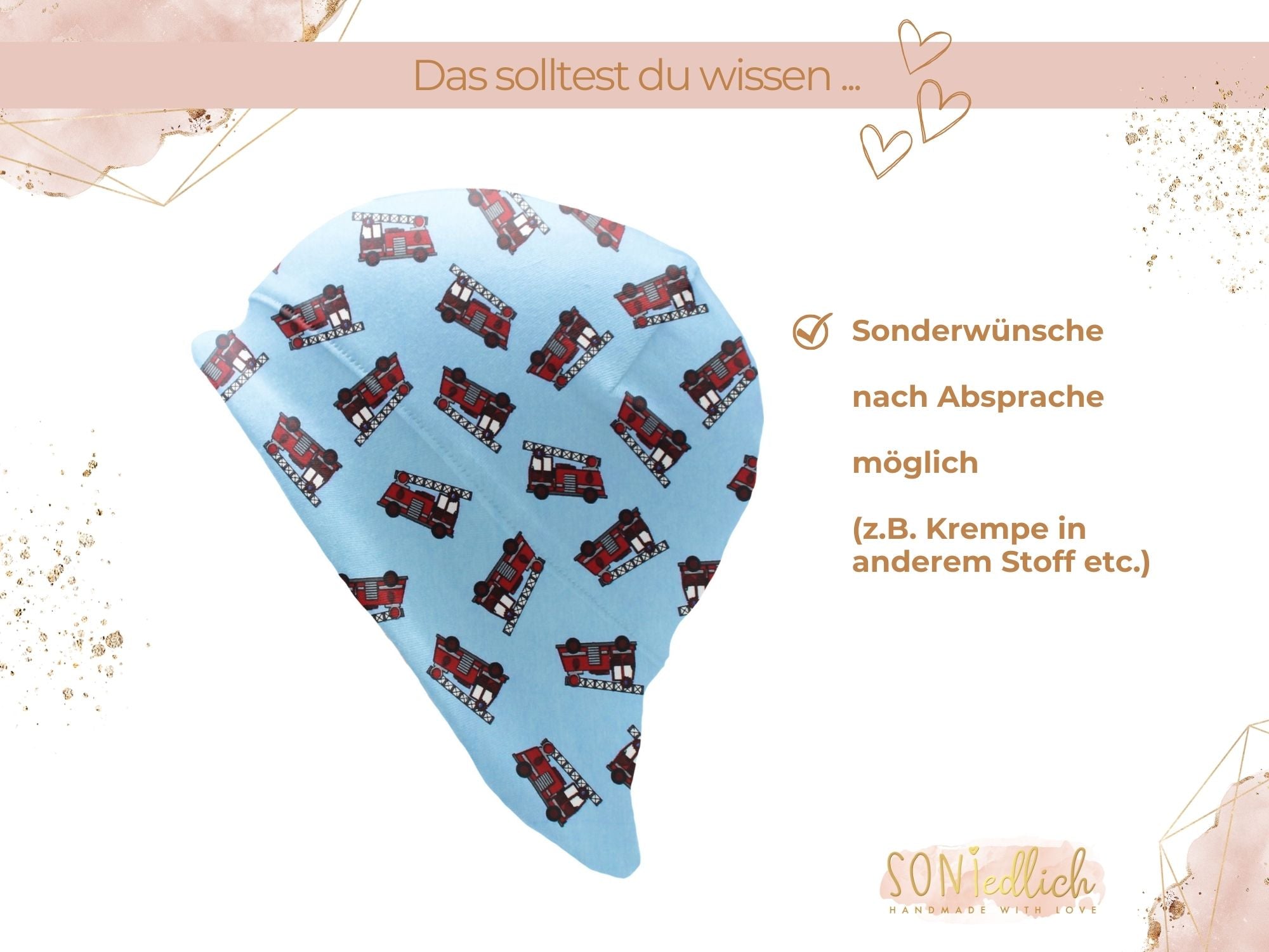 Sonnenhut für Babys und Kinder „Drehleiter hellblau“ Sonderwünsche