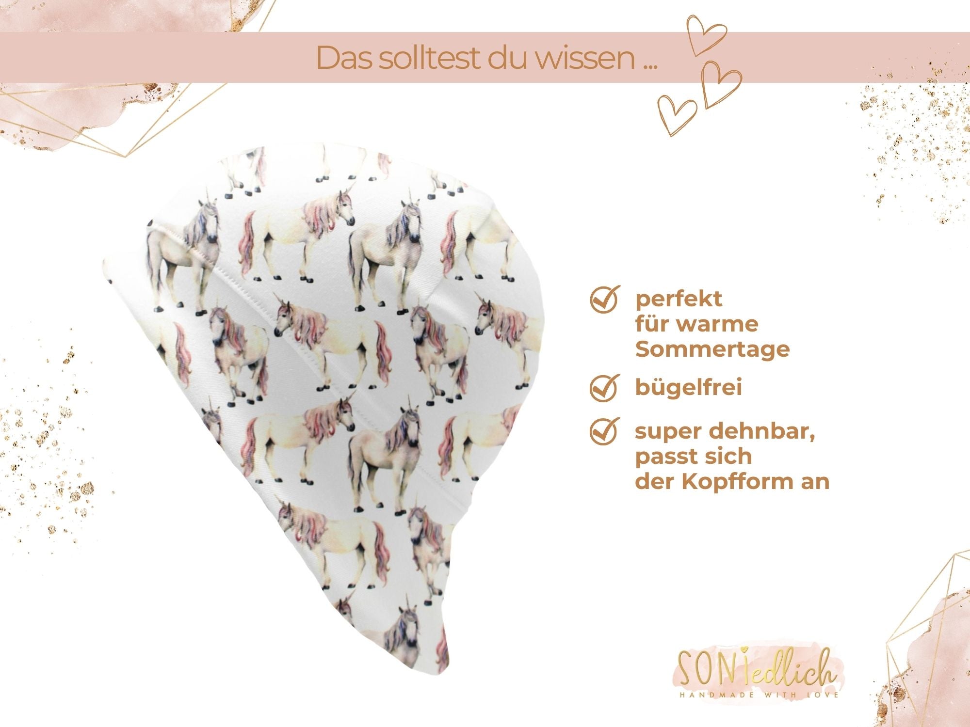 Sonnenhut für Babys und Kinder „Einhorn“ Beschreibung