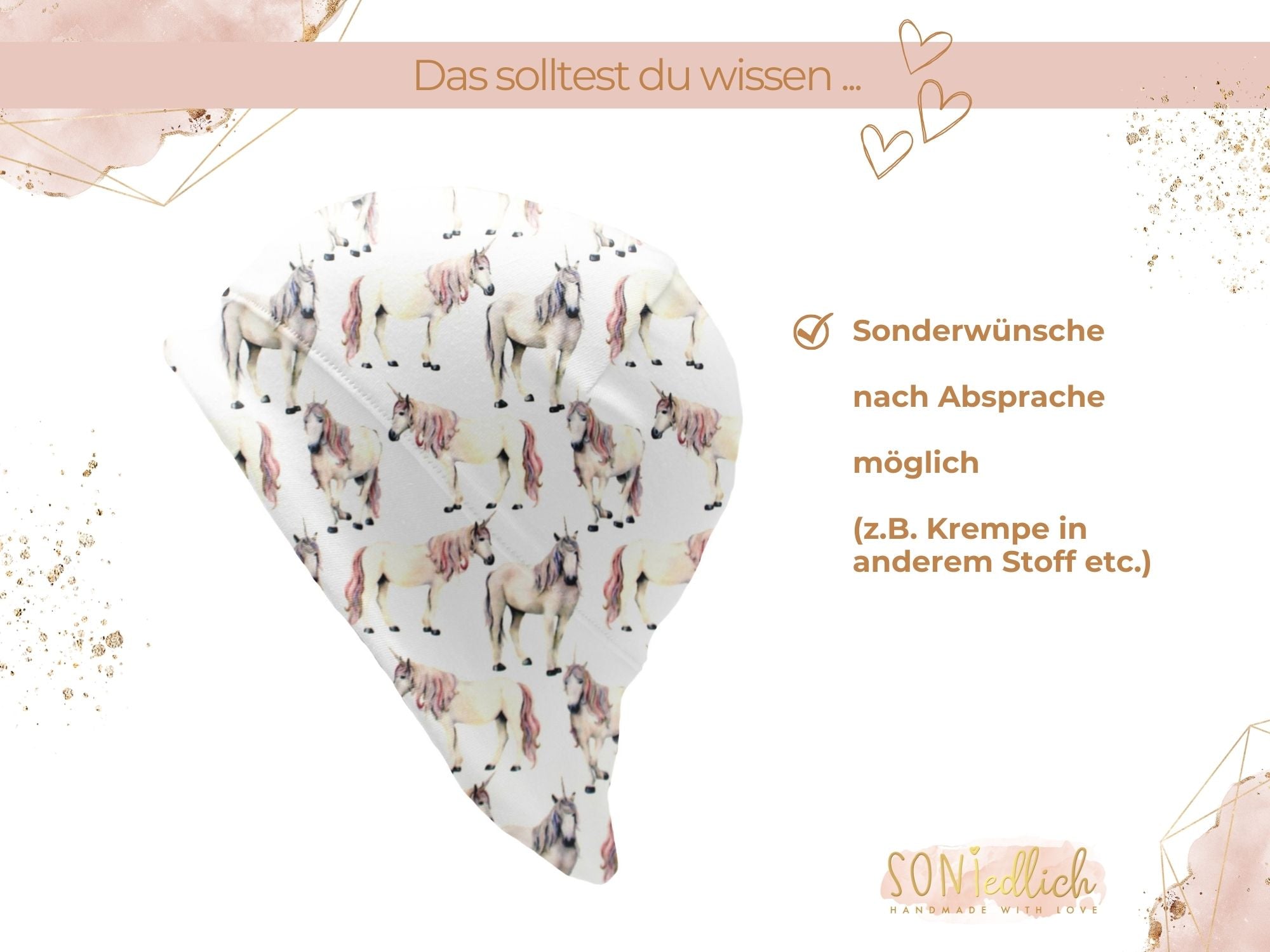 Sonnenhut für Babys und Kinder „Einhorn“ Sonderwünsche