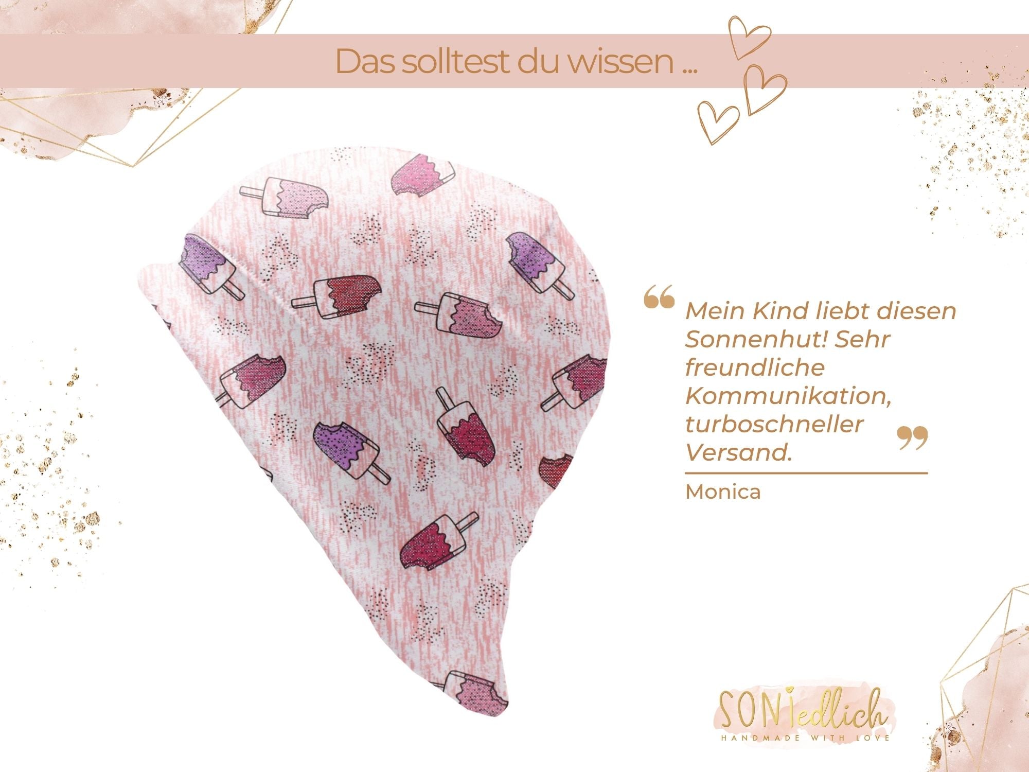 Sonnenhut für Babys und Kinder „Eis am Stiel glitzer“ Bewertung