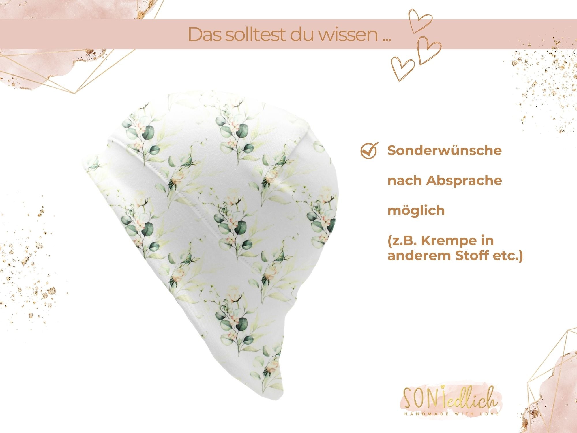 Sonnenhut für Babys und Kinder „Eukalyptus“ Sonderwünsche