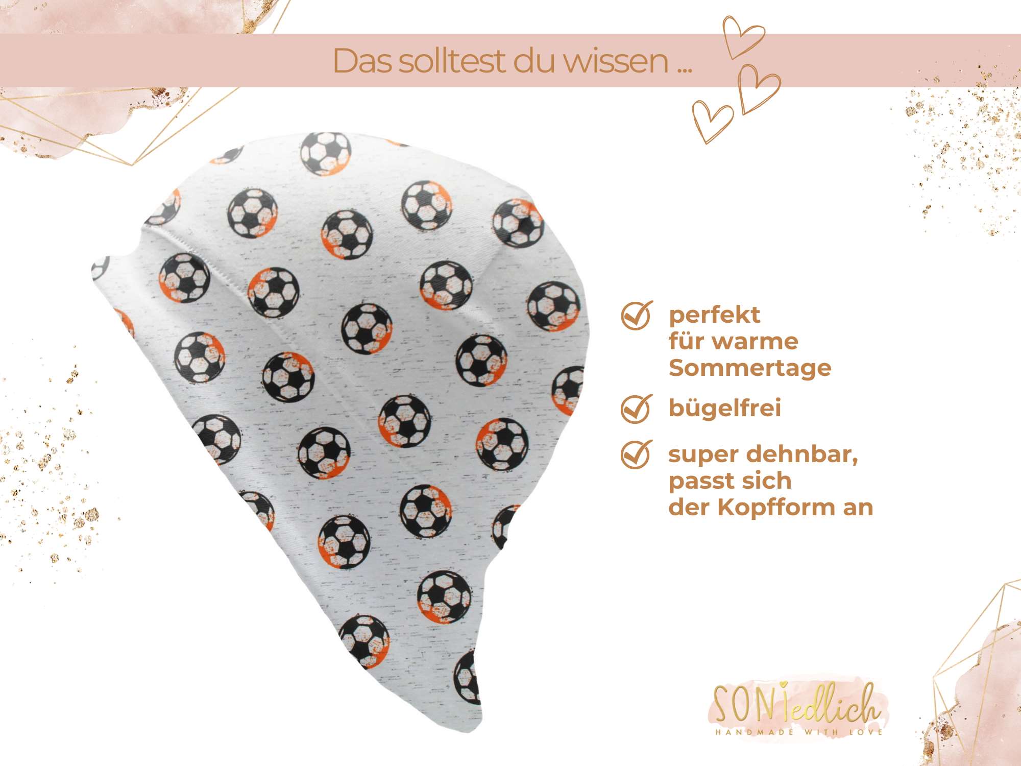 Sonnenhut für Babys und Kinder „Fußball“ Beschreibung