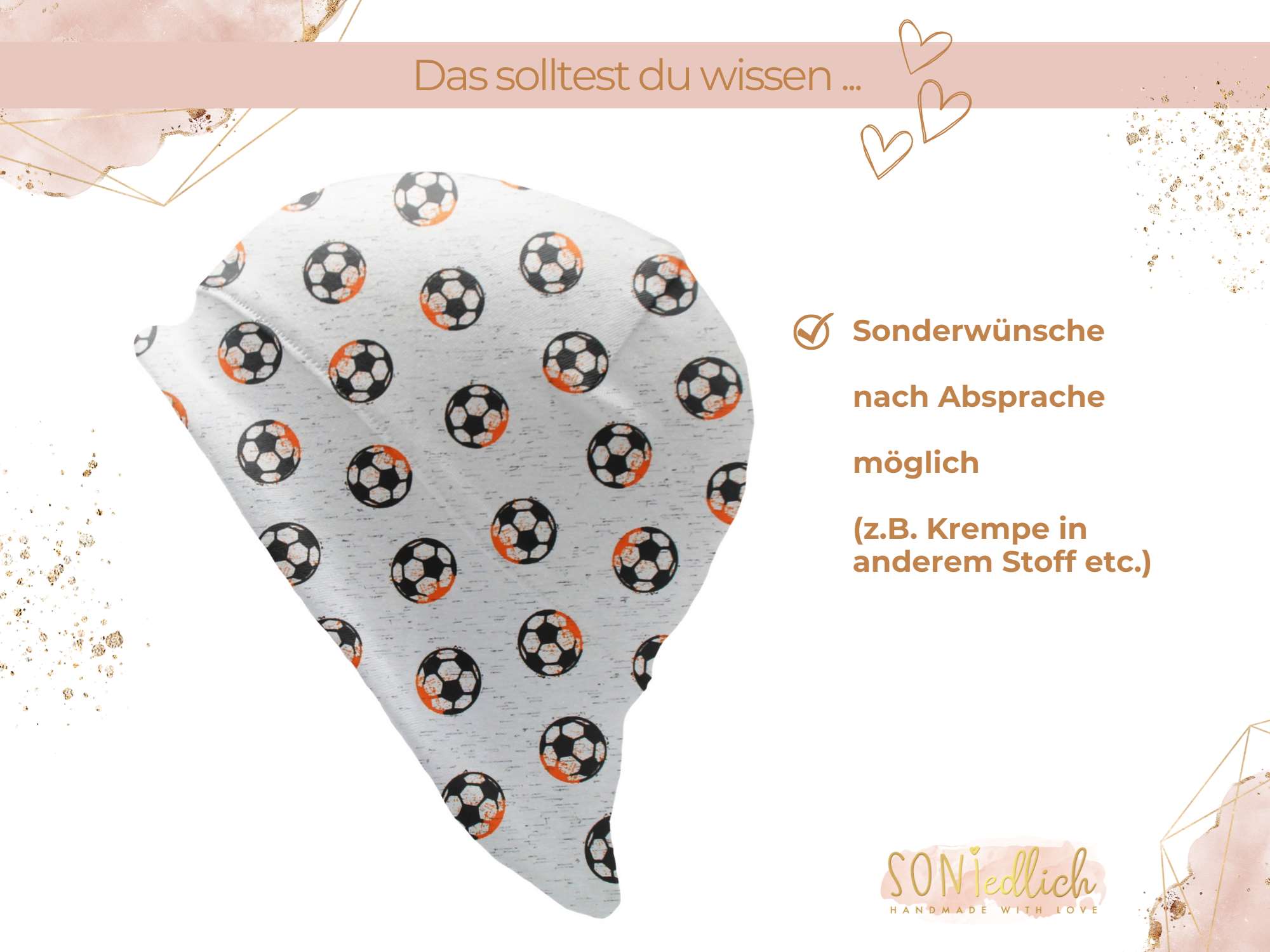 Sonnenhut für Babys und Kinder „Fußball“ Sonderwünsche
