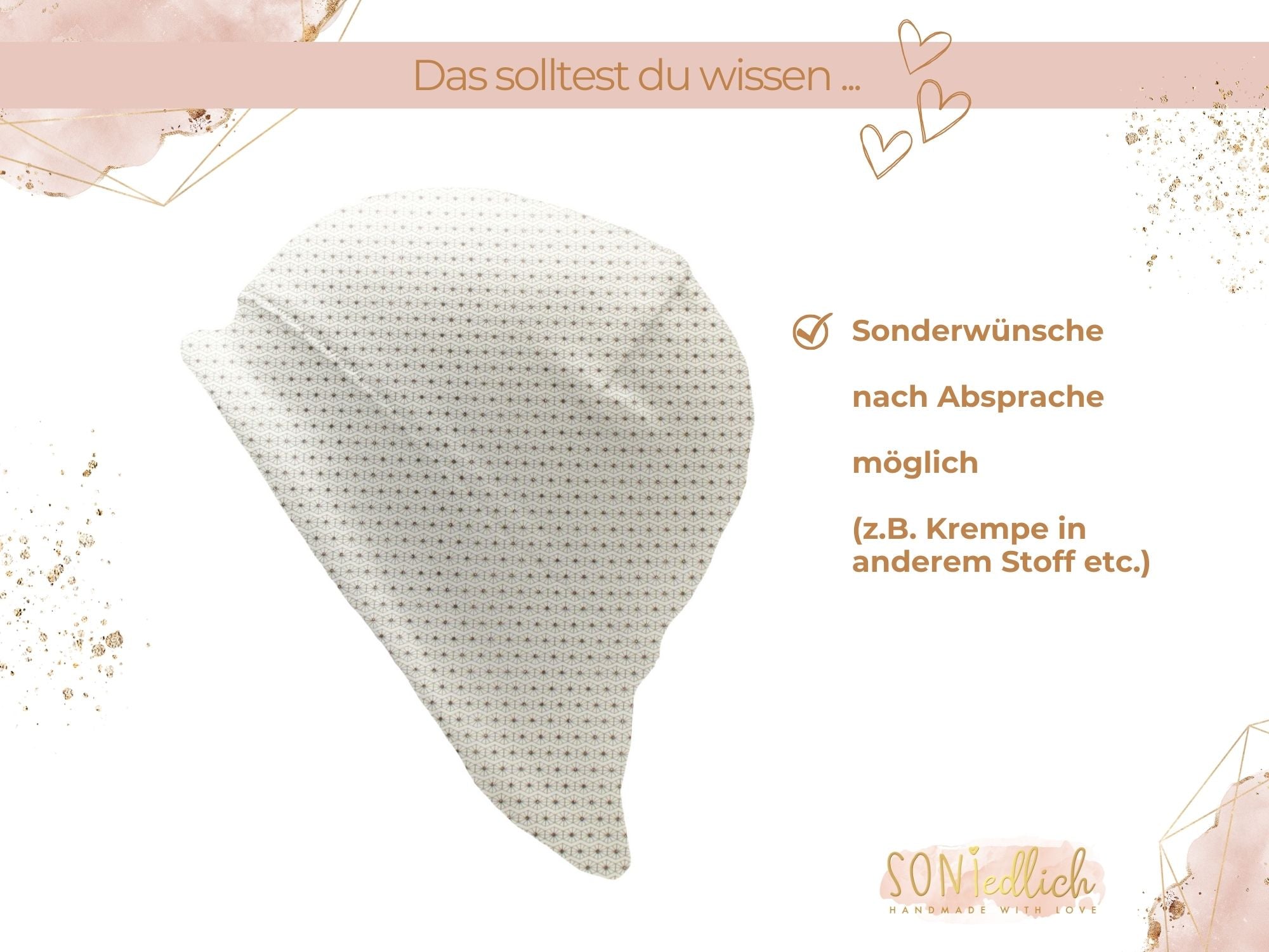 Sonnenhut für Babys und Kinder „golden geometrics“ Sonderwünsche