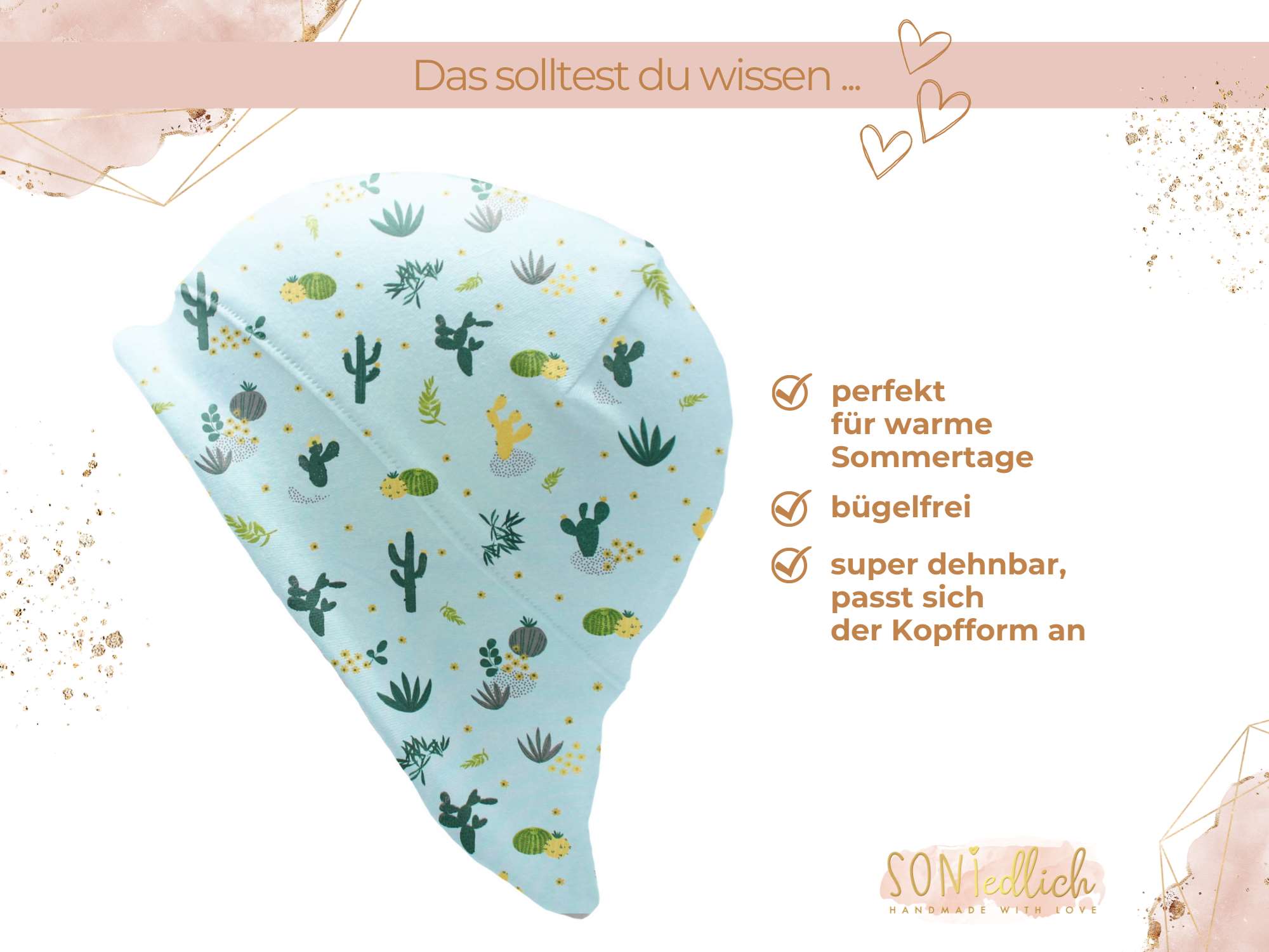 Sonnenhut für Babys und Kinder „Kaktus“ Beschreibung