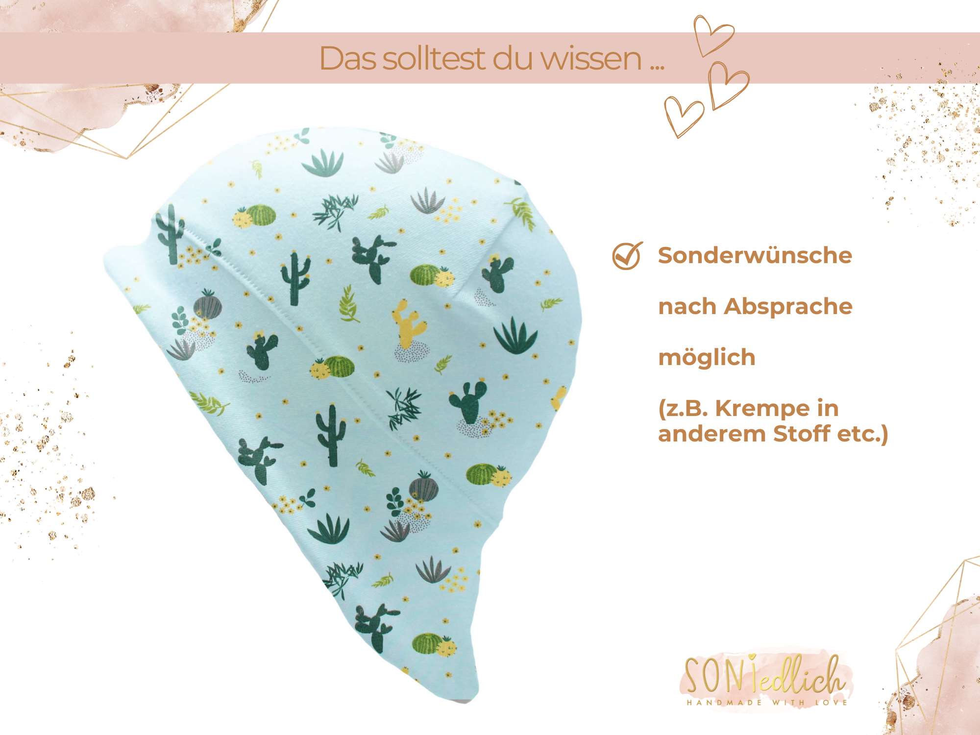 Sonnenhut für Babys und Kinder „Kaktus“ Sonderwünsche
