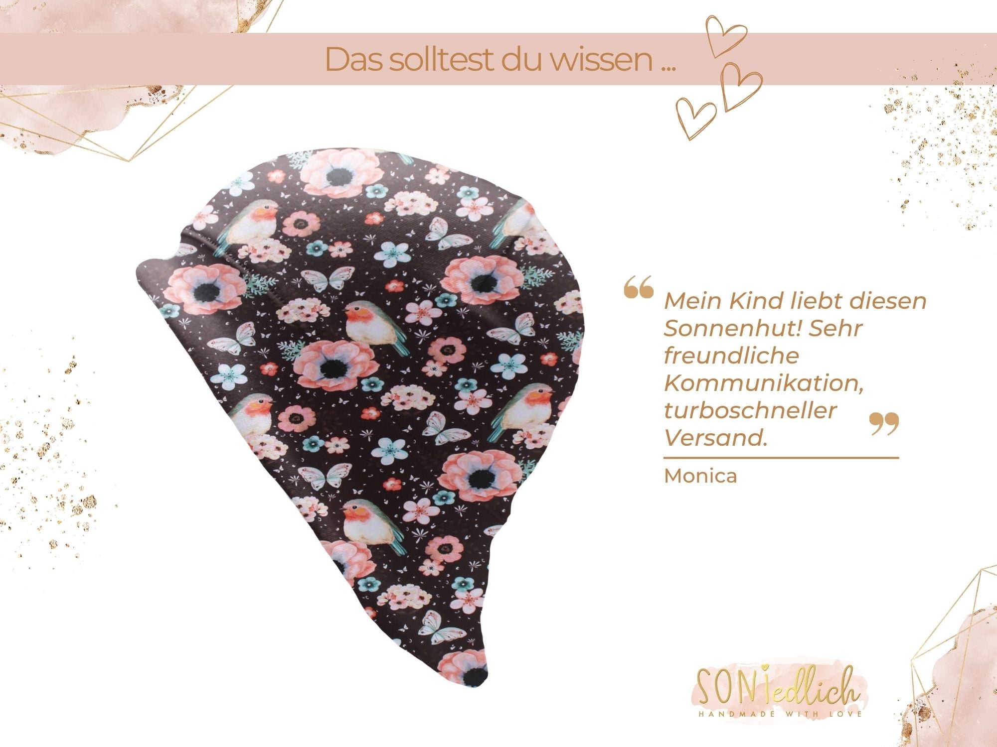 Sonnenhut für Babys und Kinder „little birds, cherry“ Bewertung