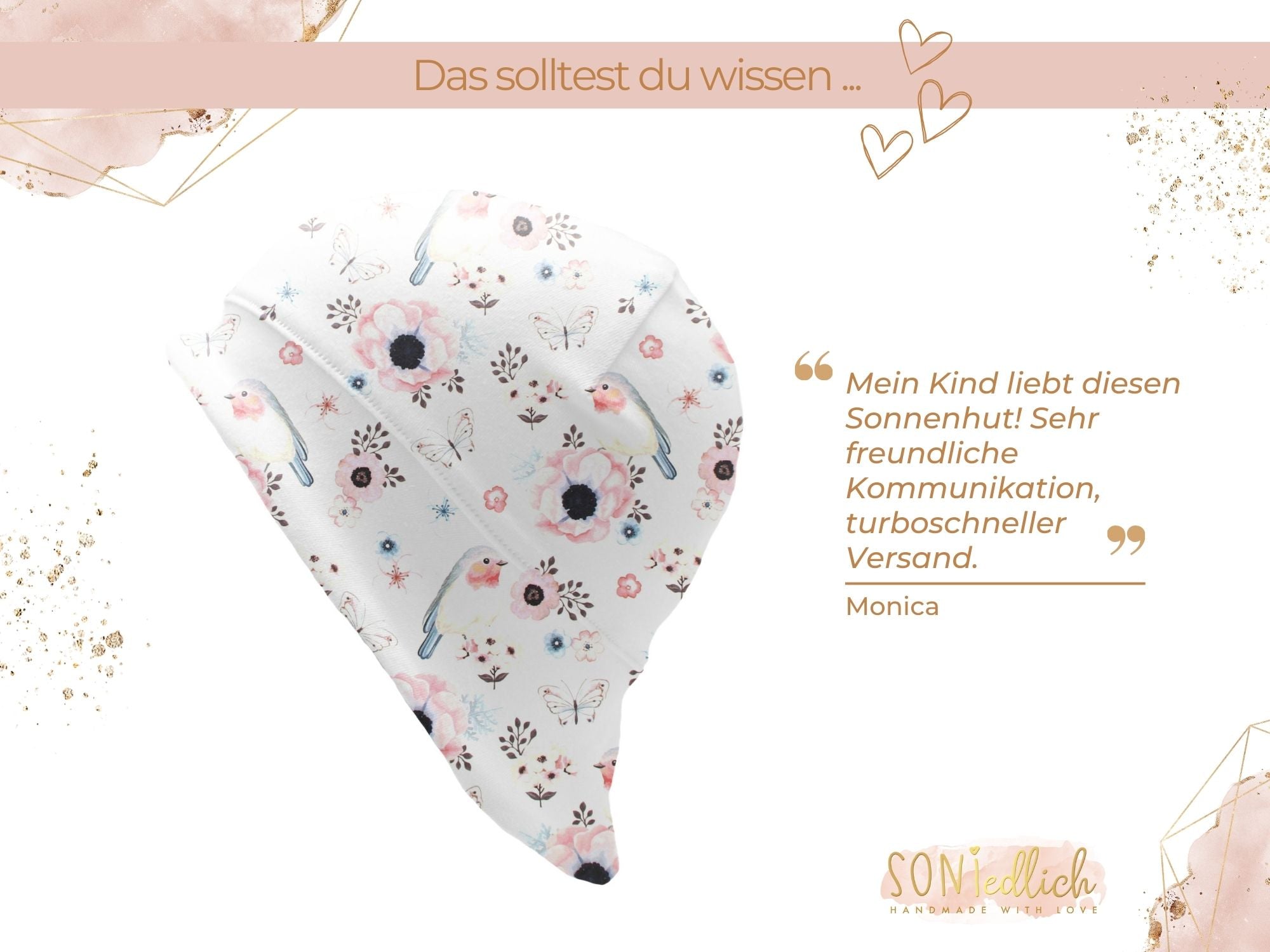 Sonnenhut für Babys und Kinder „little birds, weiß“ Bewertung