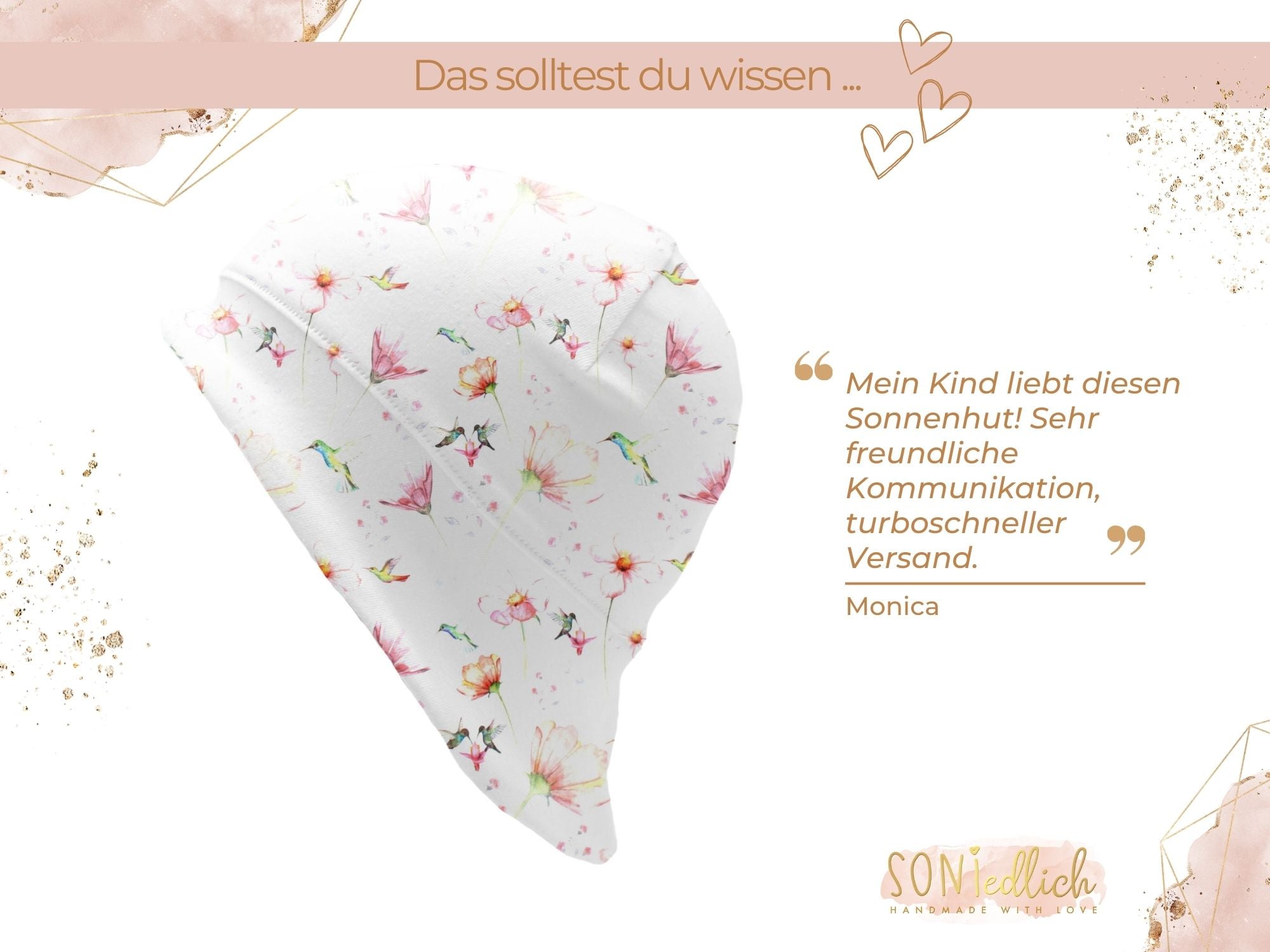 Sonnenhut für Babys und Kinder „little Kolibri“ Bemerkung